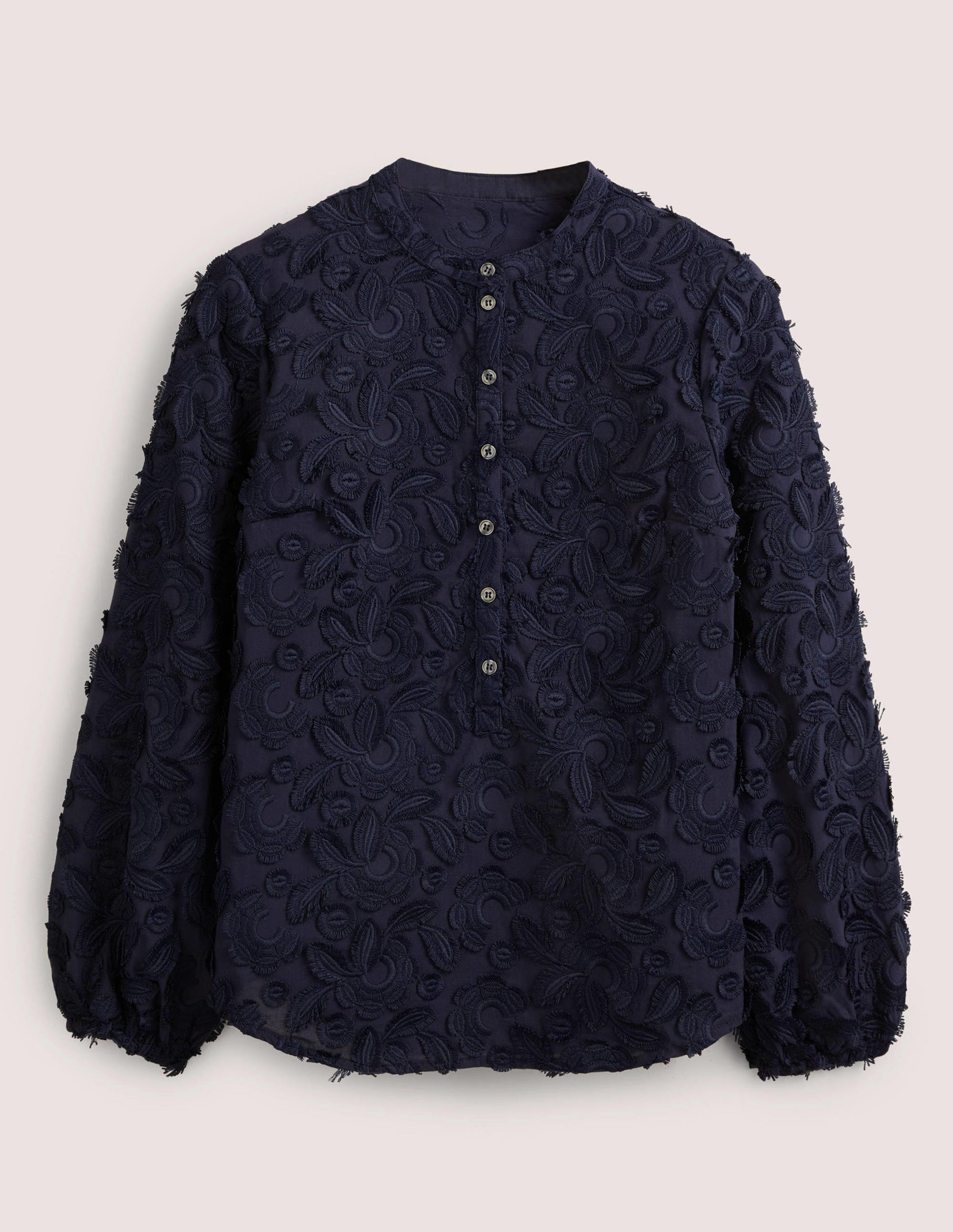 Strukturierte Bluse zum Hineinschlüpfen-Marineblau-5