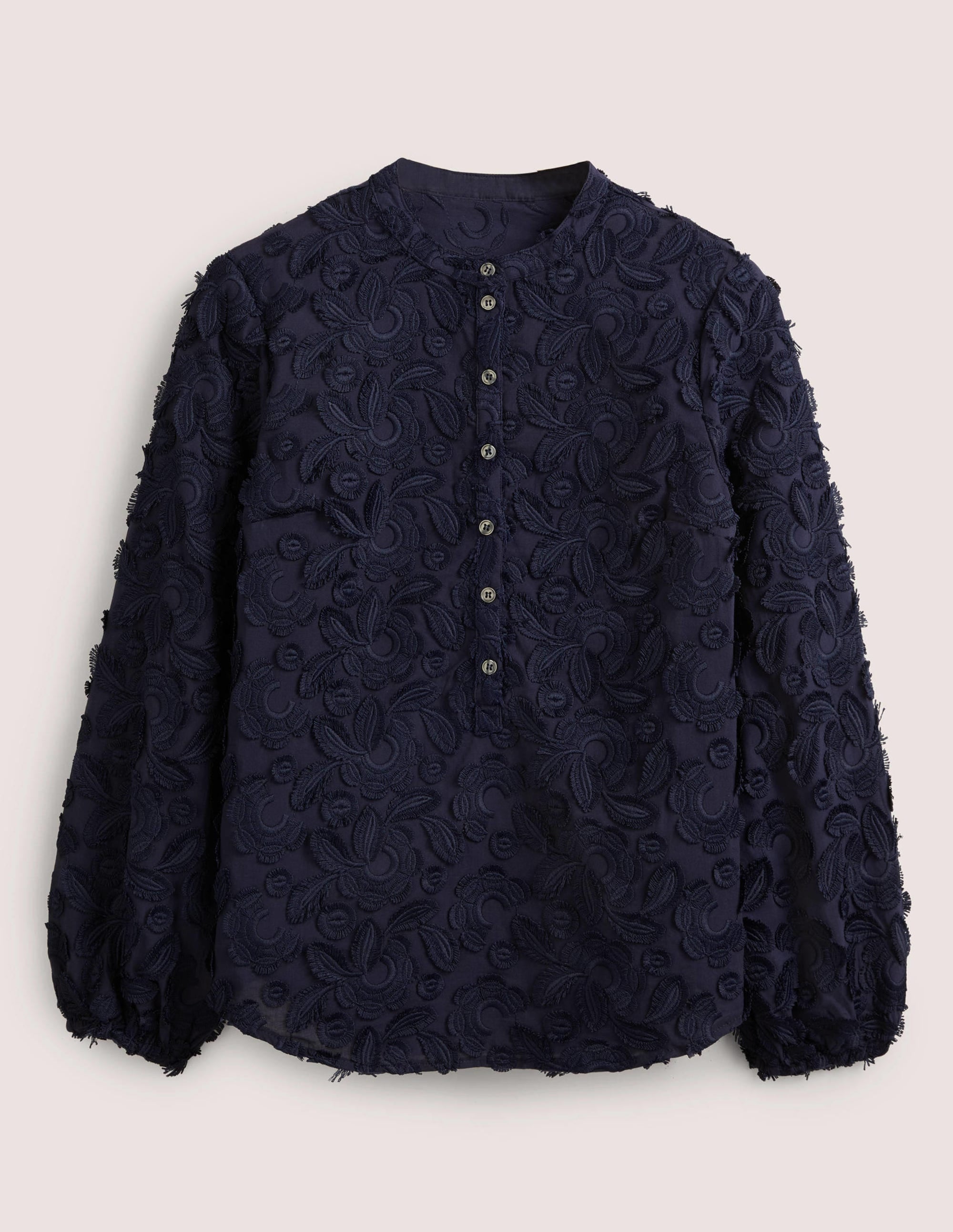 Strukturierte Bluse zum Hineinschlüpfen-Marineblau - Image 5