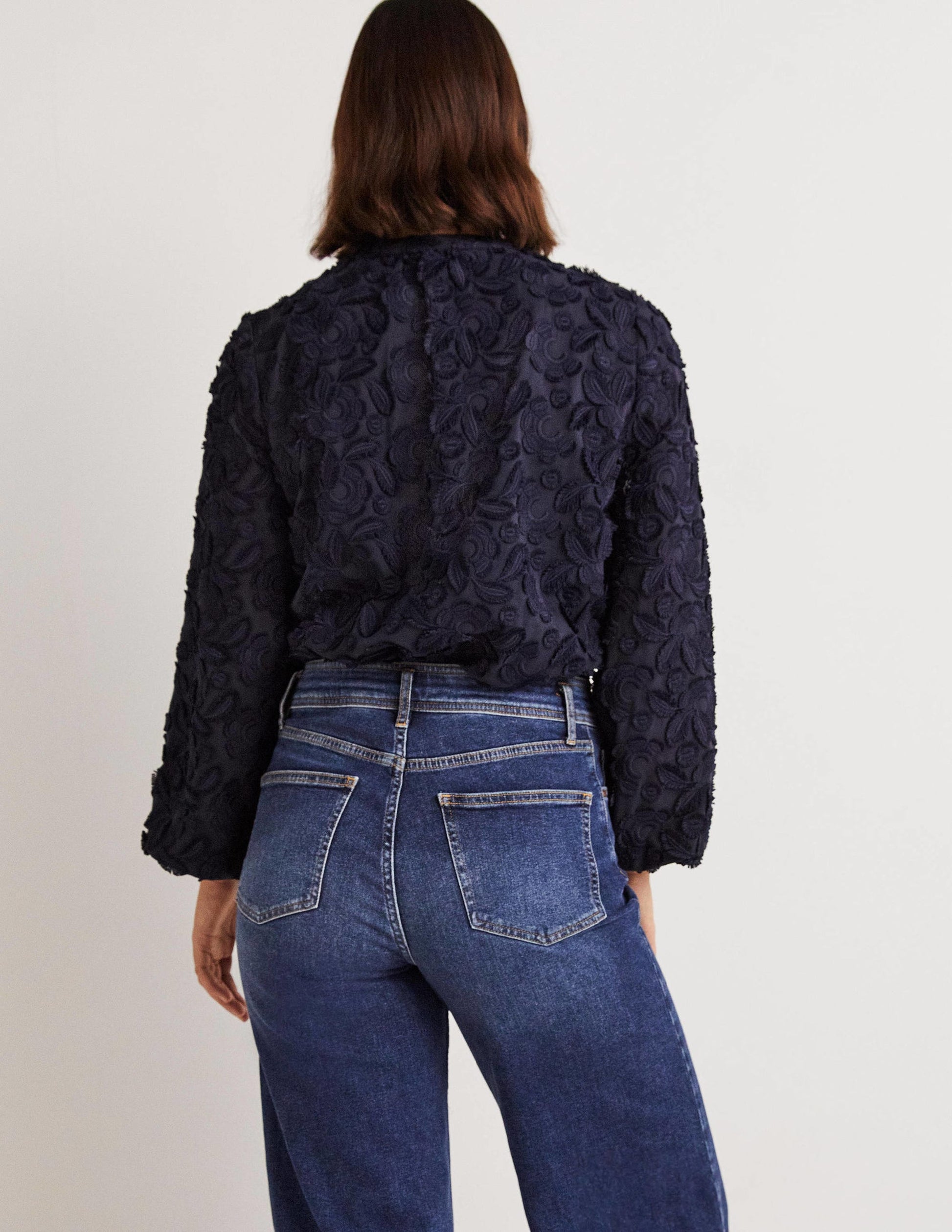 Strukturierte Bluse zum Hineinschlüpfen-Marineblau-3