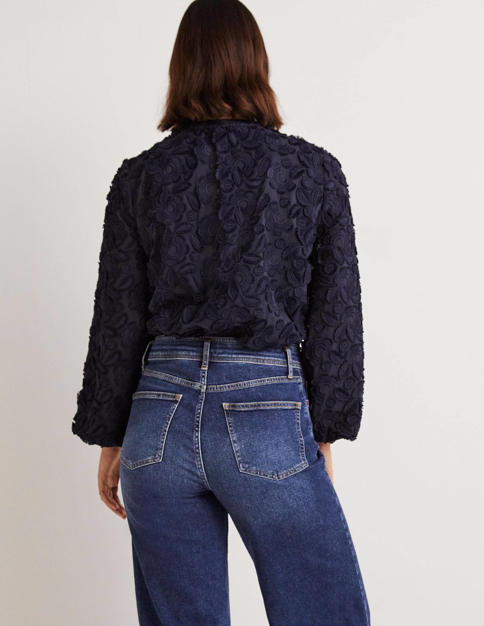 Strukturierte Bluse zum Hineinschlüpfen-Marineblau - Image 3