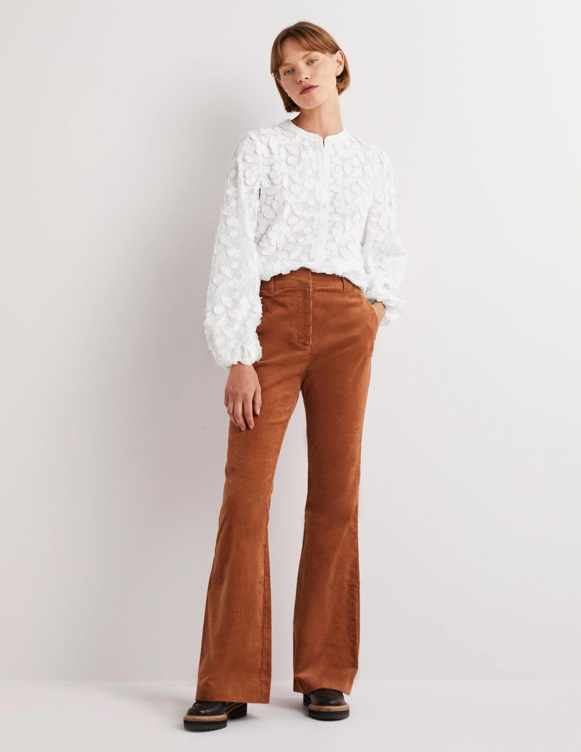 Textured Popover Blouse-White - Image 5