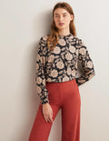 High Neck Ruffle Top-Black, Botannica