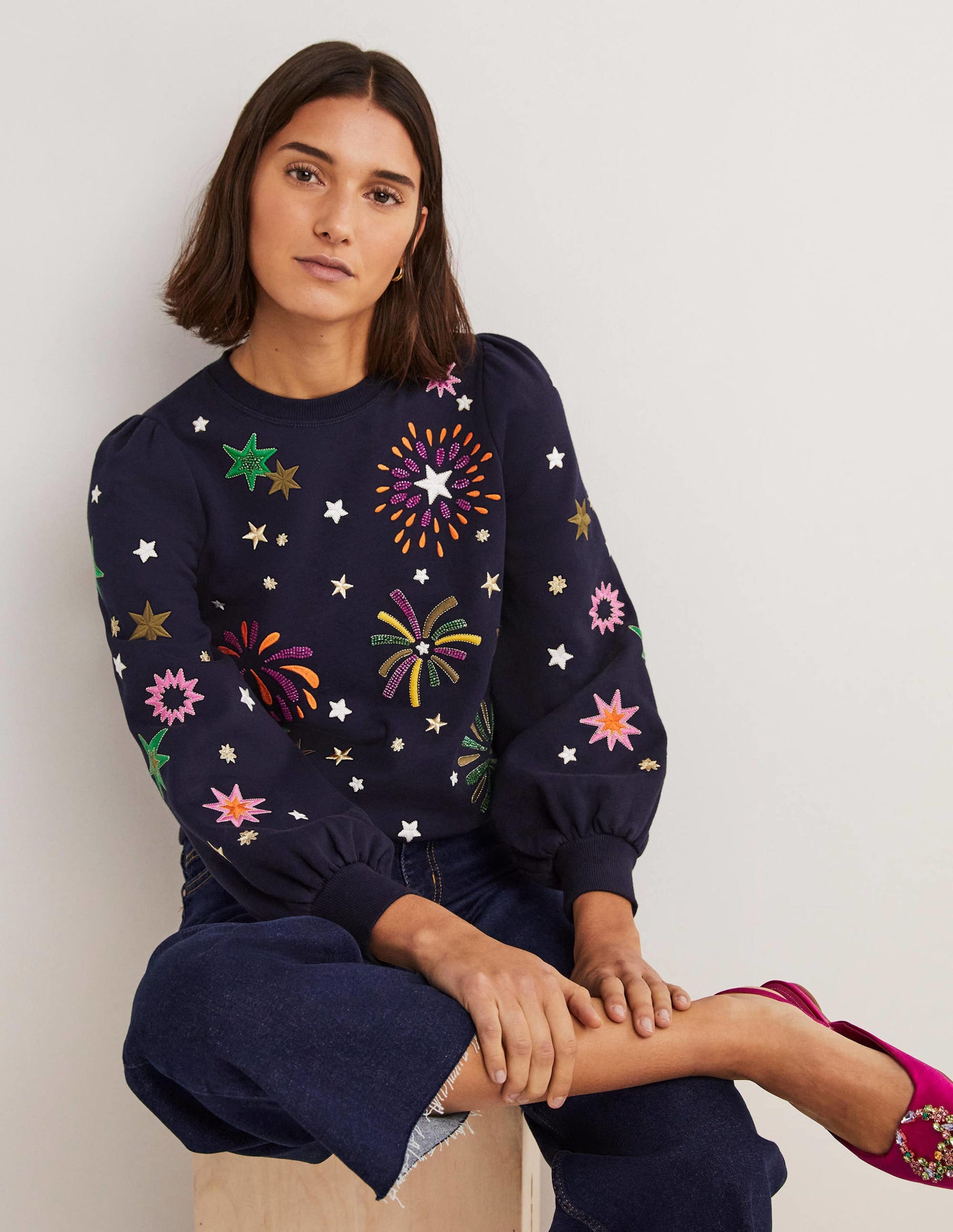Sweatshirt mit Blousonärmeln-Navy, Feuerwerk-4