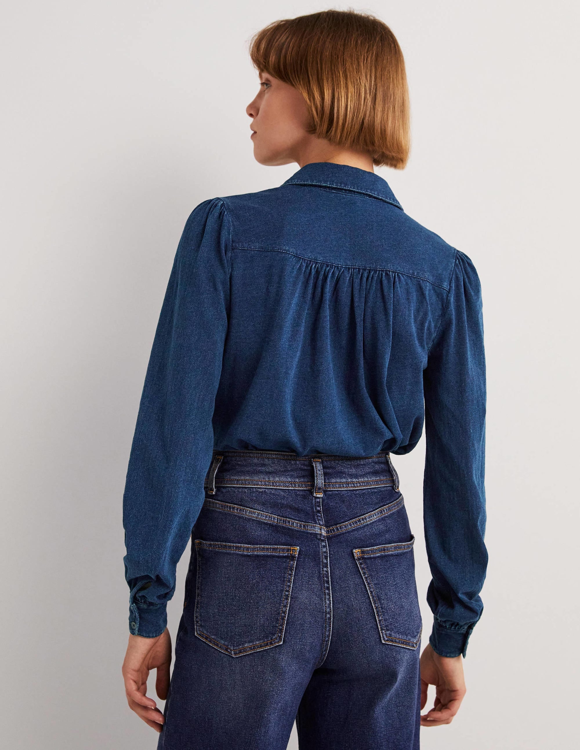 Hemd mit Raffungen-Indigoblau - Image 3