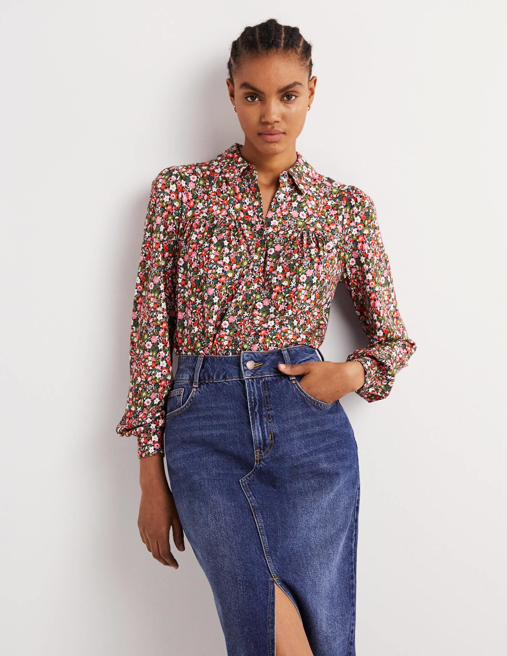 Chemise froncée-Multi, motif Floret Meadow - Image 1