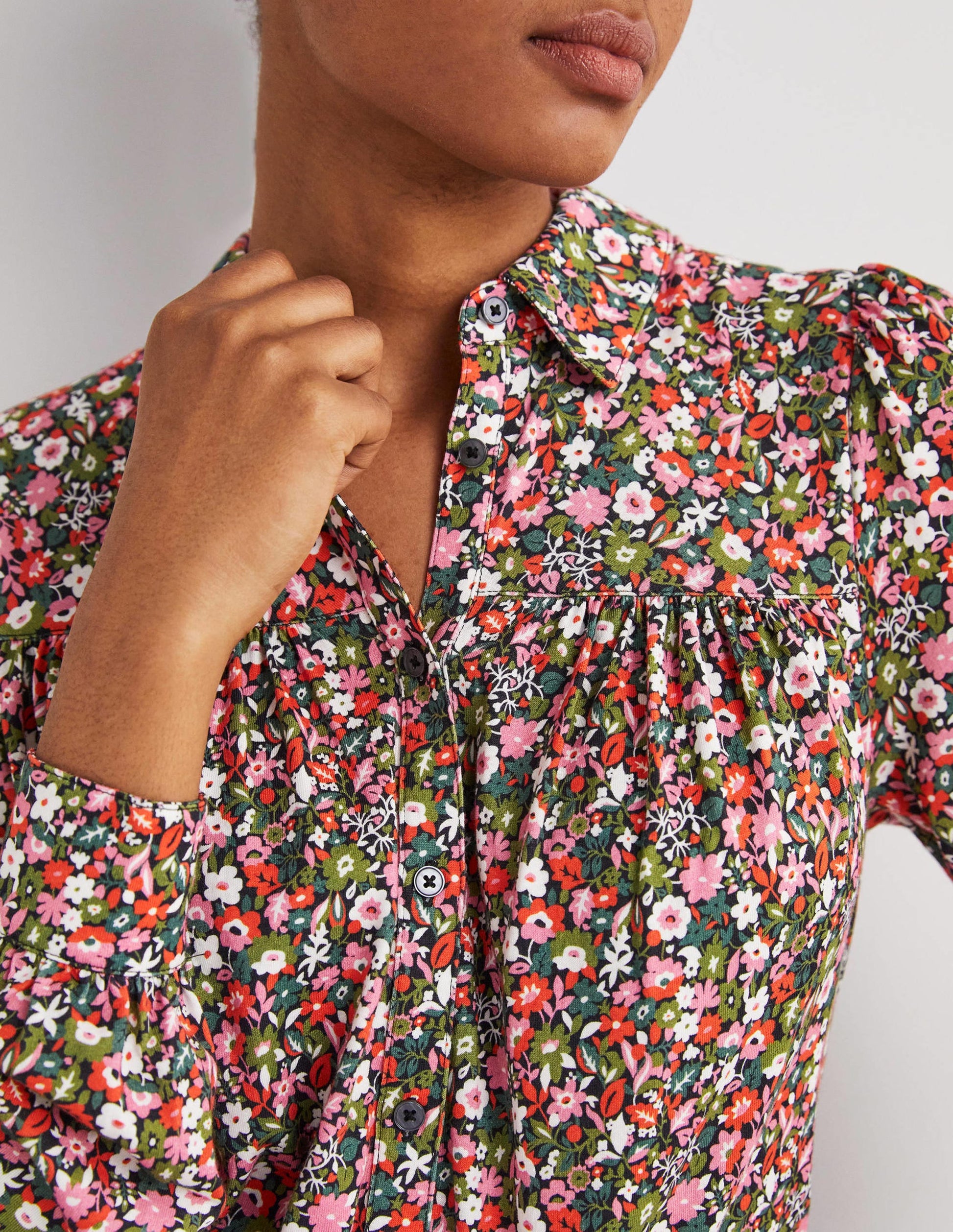 Chemise froncée-Multi, motif Floret Meadow-2