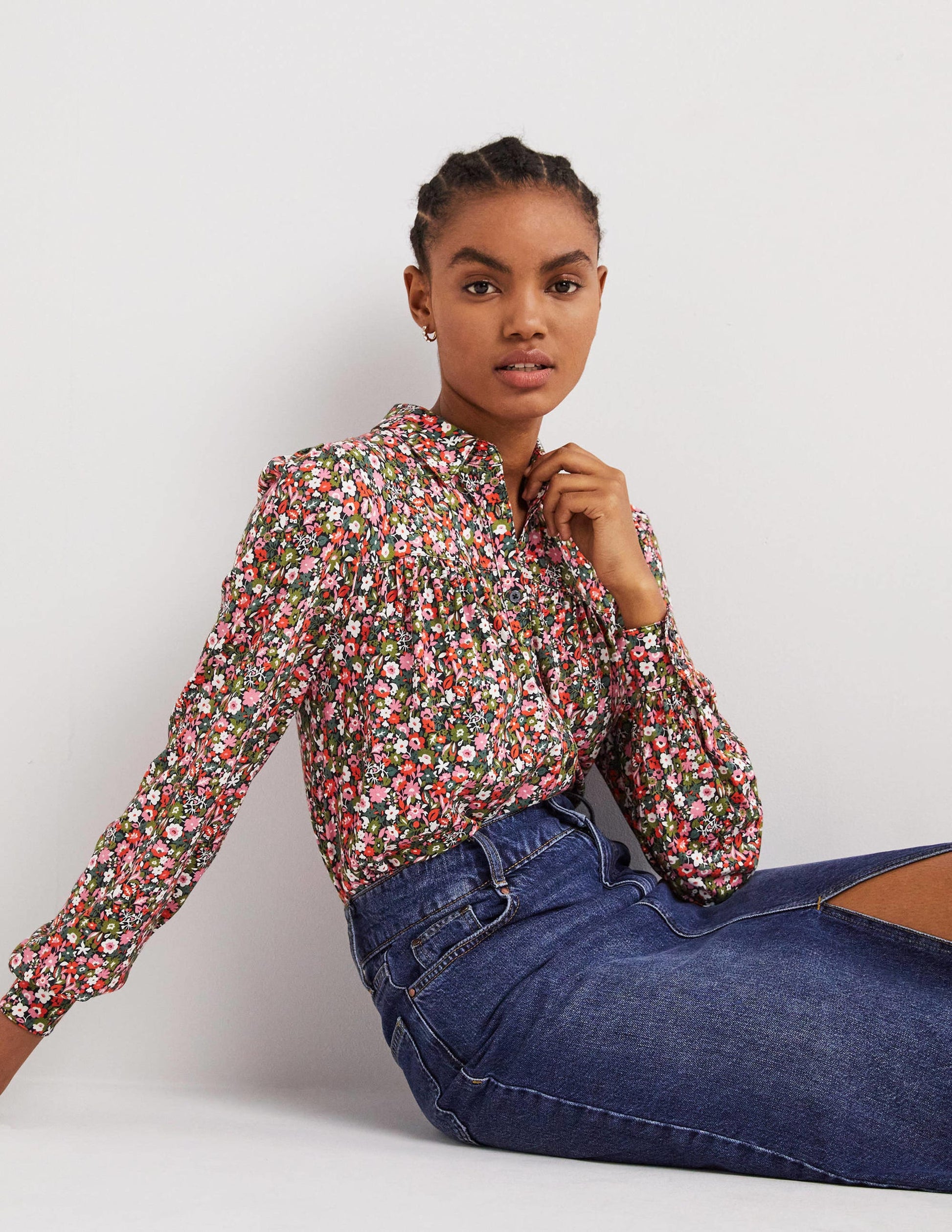 Chemise froncée-Multi, motif Floret Meadow-4