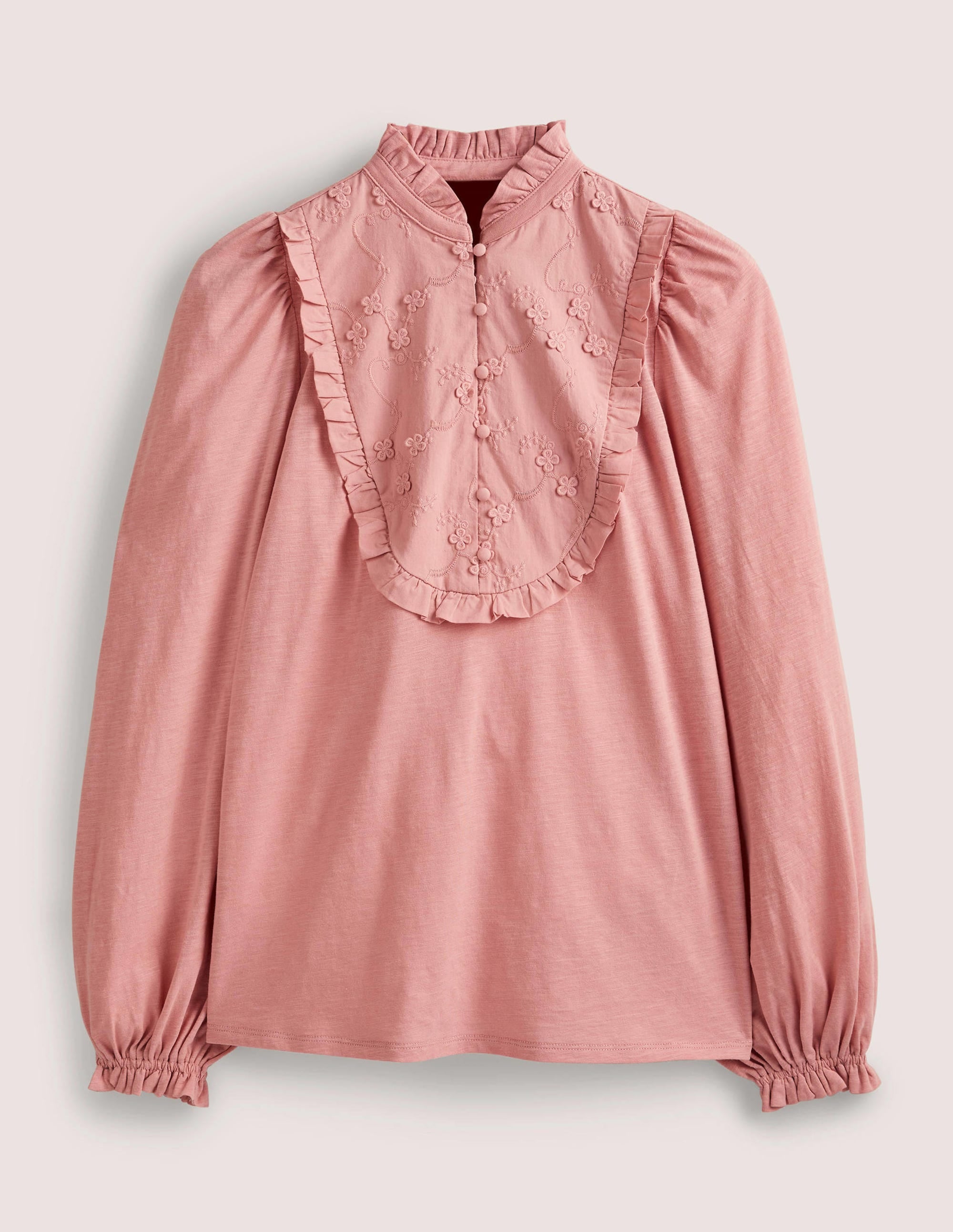 Embroidered Woven Mix Top-Almond Pink - Image 5