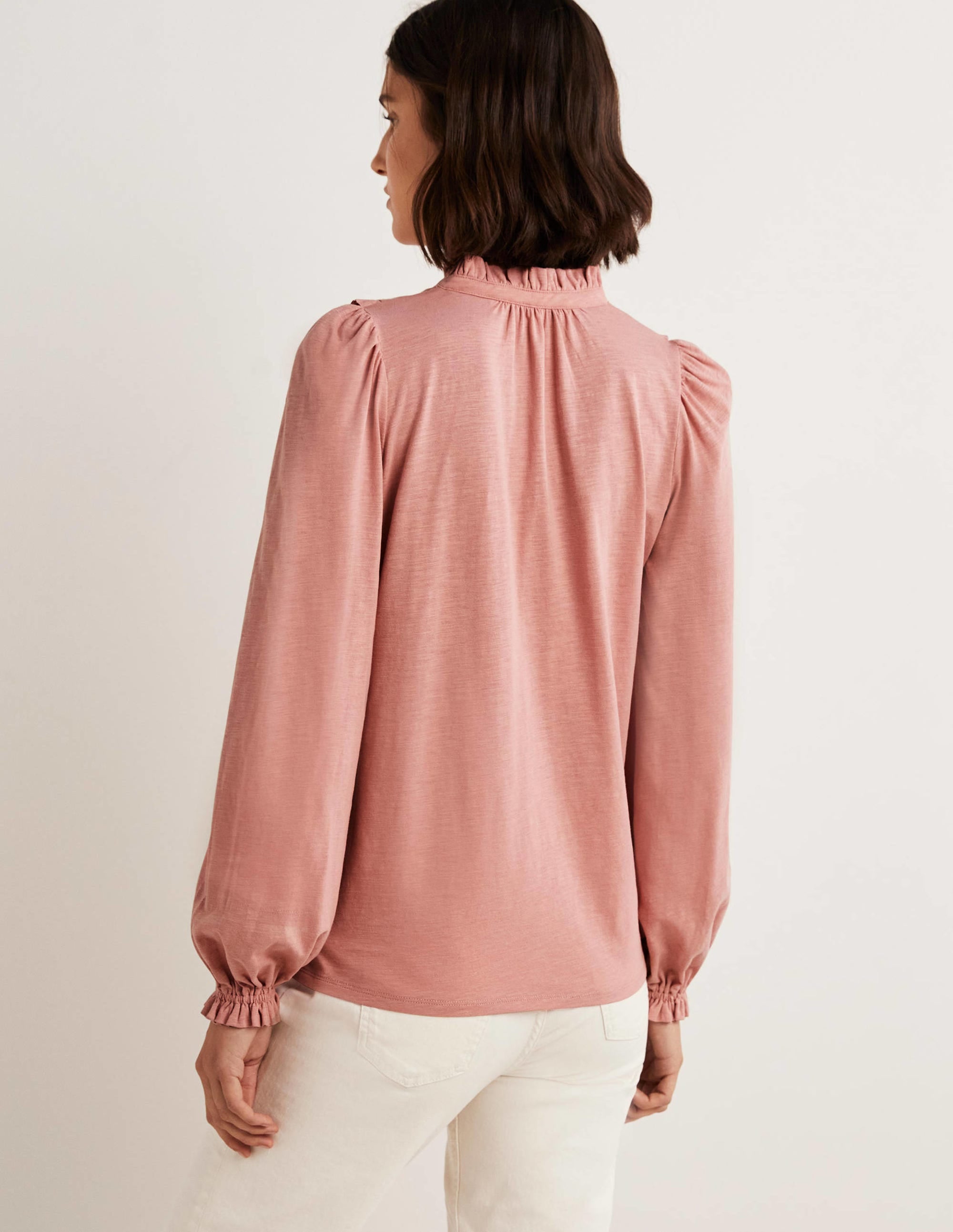 Embroidered Woven Mix Top-Almond Pink - Image 3