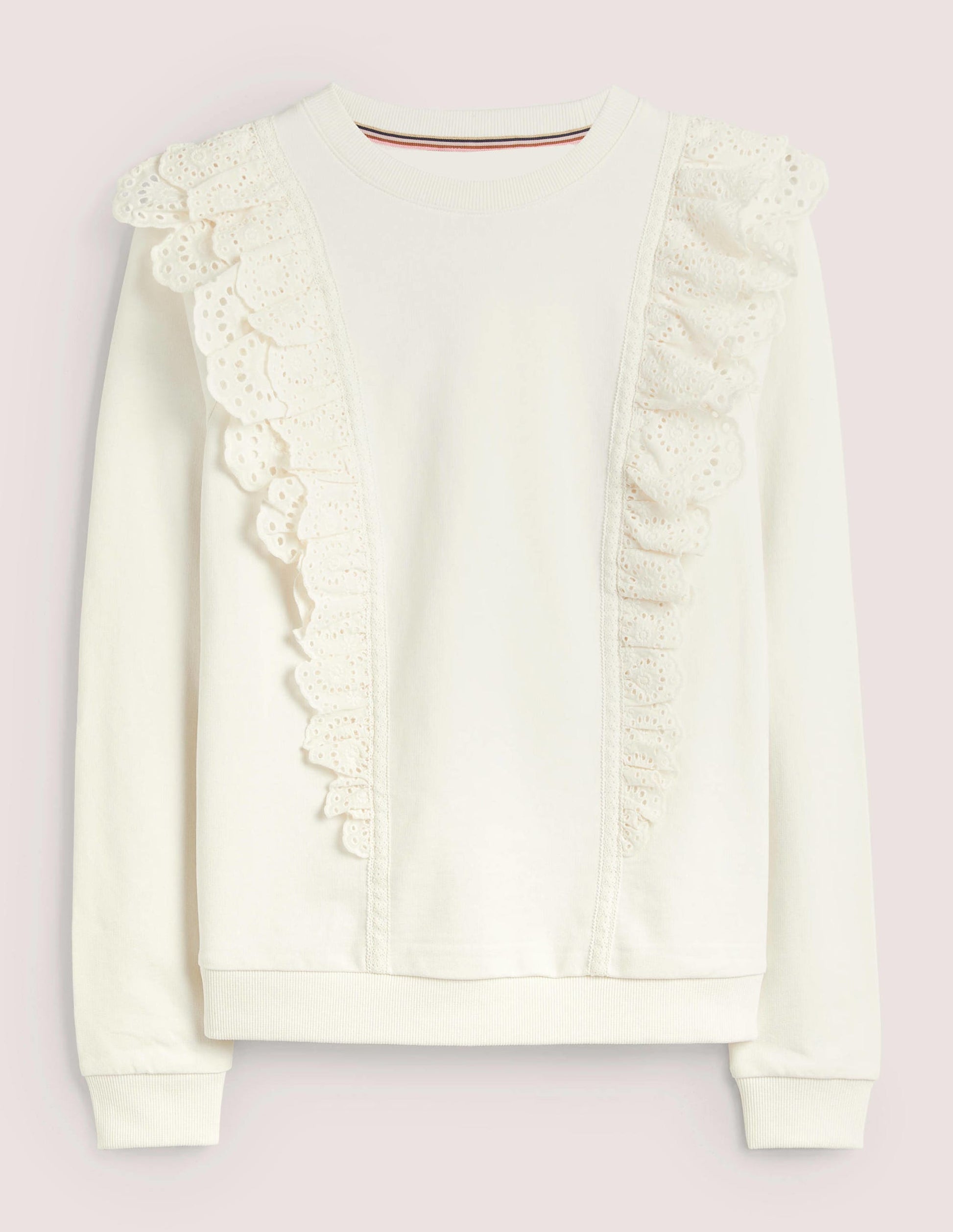 Sweat avec insert en broderie anglaise-Ivoire-5