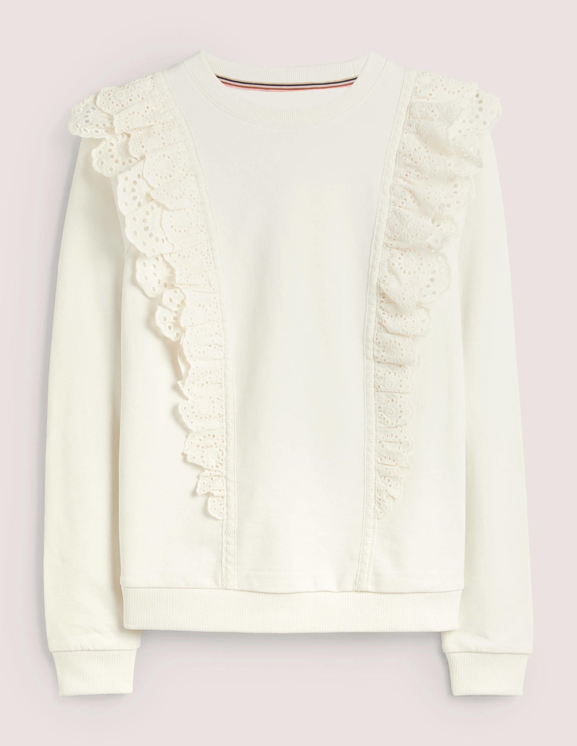 Sweat avec insert en broderie anglaise-Ivoire - Image 5