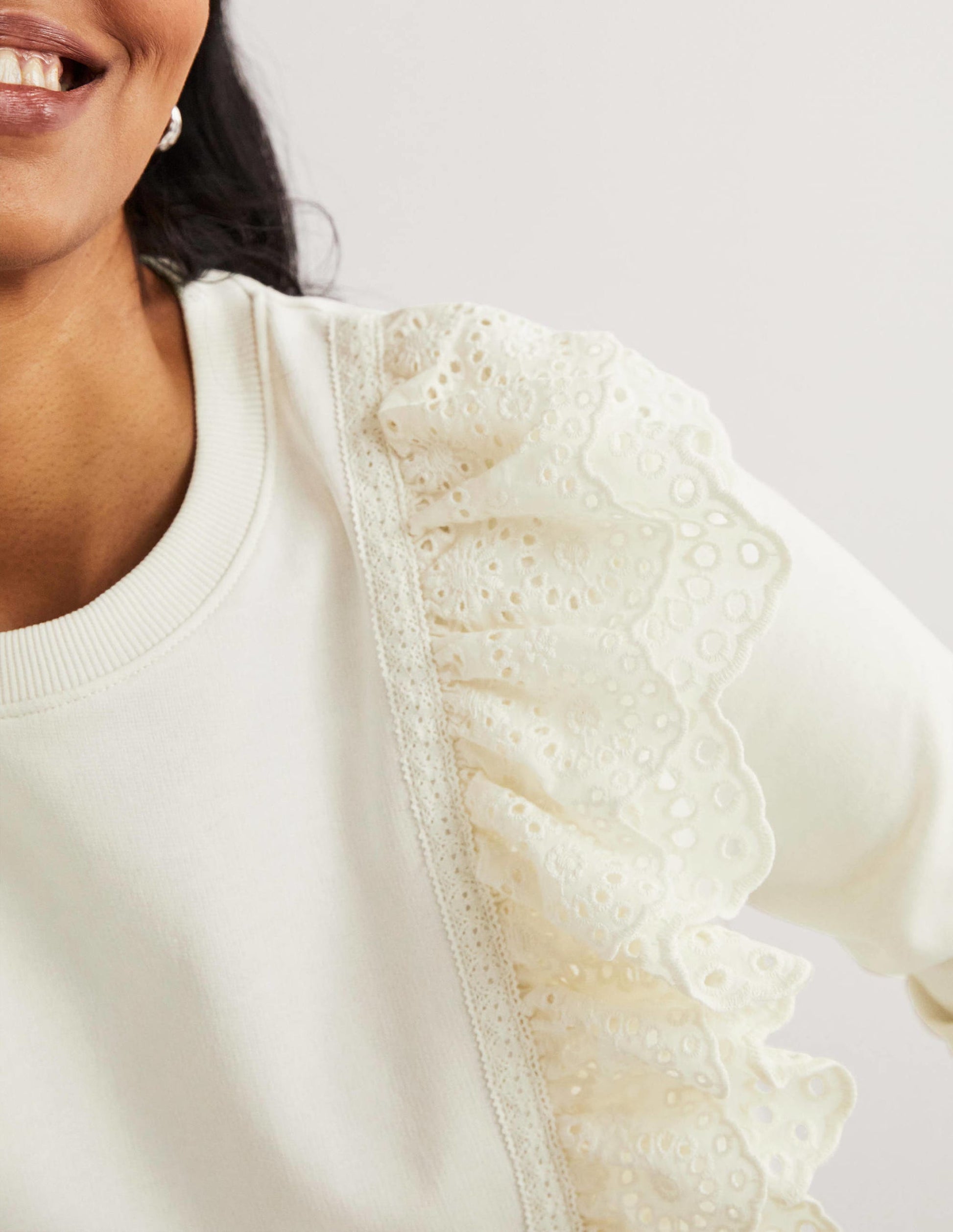 Sweat avec insert en broderie anglaise-Ivoire-2