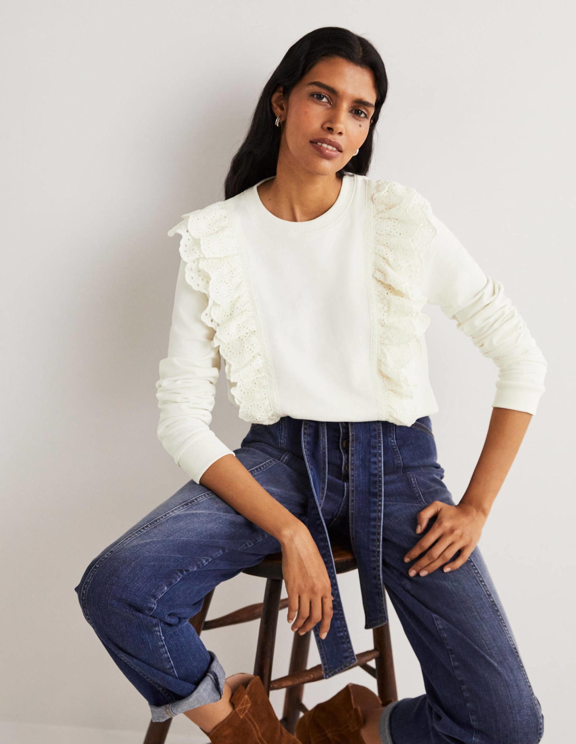 Sweat avec insert en broderie anglaise-Ivoire-4