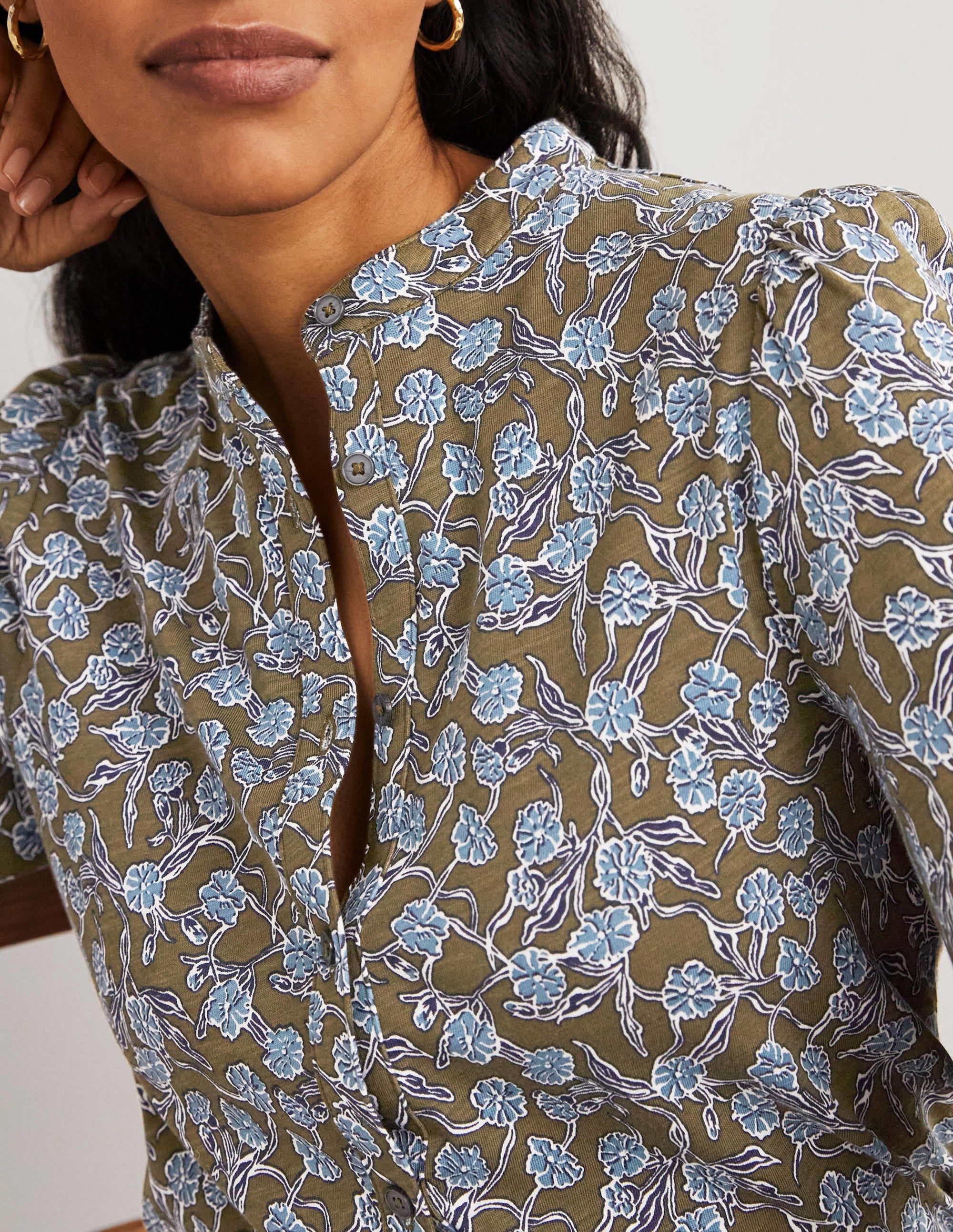Chemise en jersey à manches larges-Basilic, motif Petal Vine - Image 2