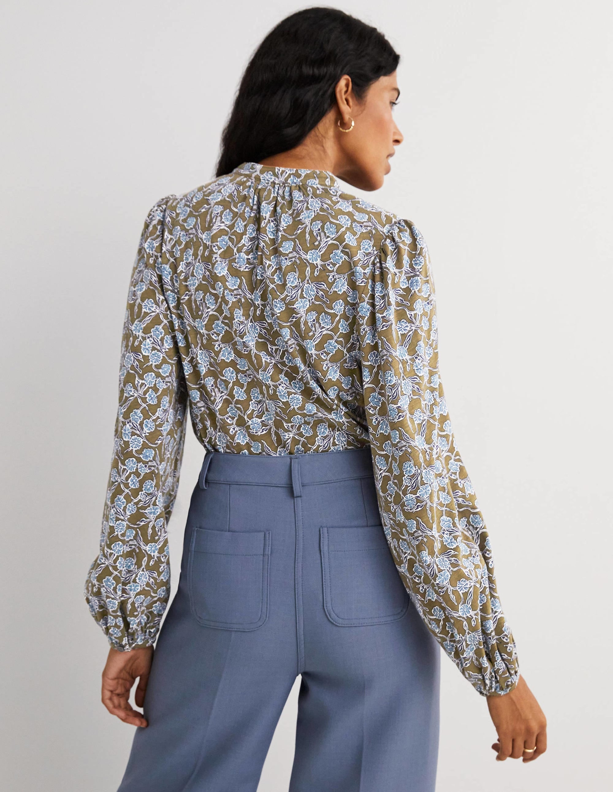 Chemise en jersey à manches larges-Basilic, motif Petal Vine - Image 3