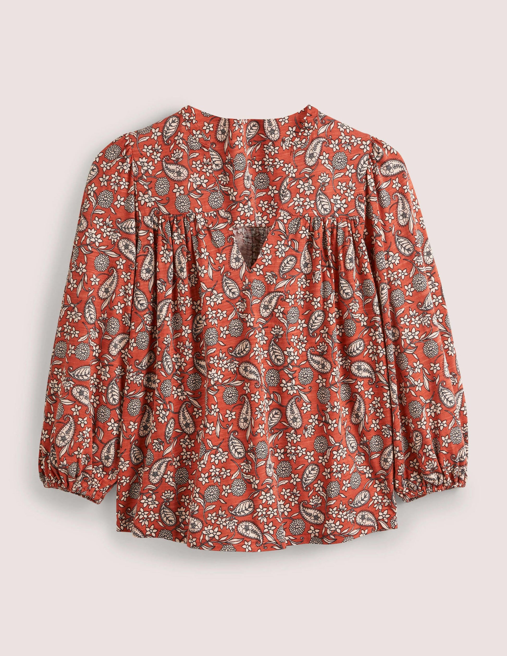 Printed Notch Neck Top-Chili Oil, Flower Garden-5