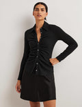 Chemise en jersey froncée sur le devant-Noir