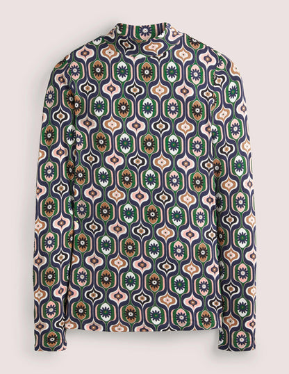 Jerseyoberteil mit hohem Kragen-Bunt, Geschwungenes Geomuster-5