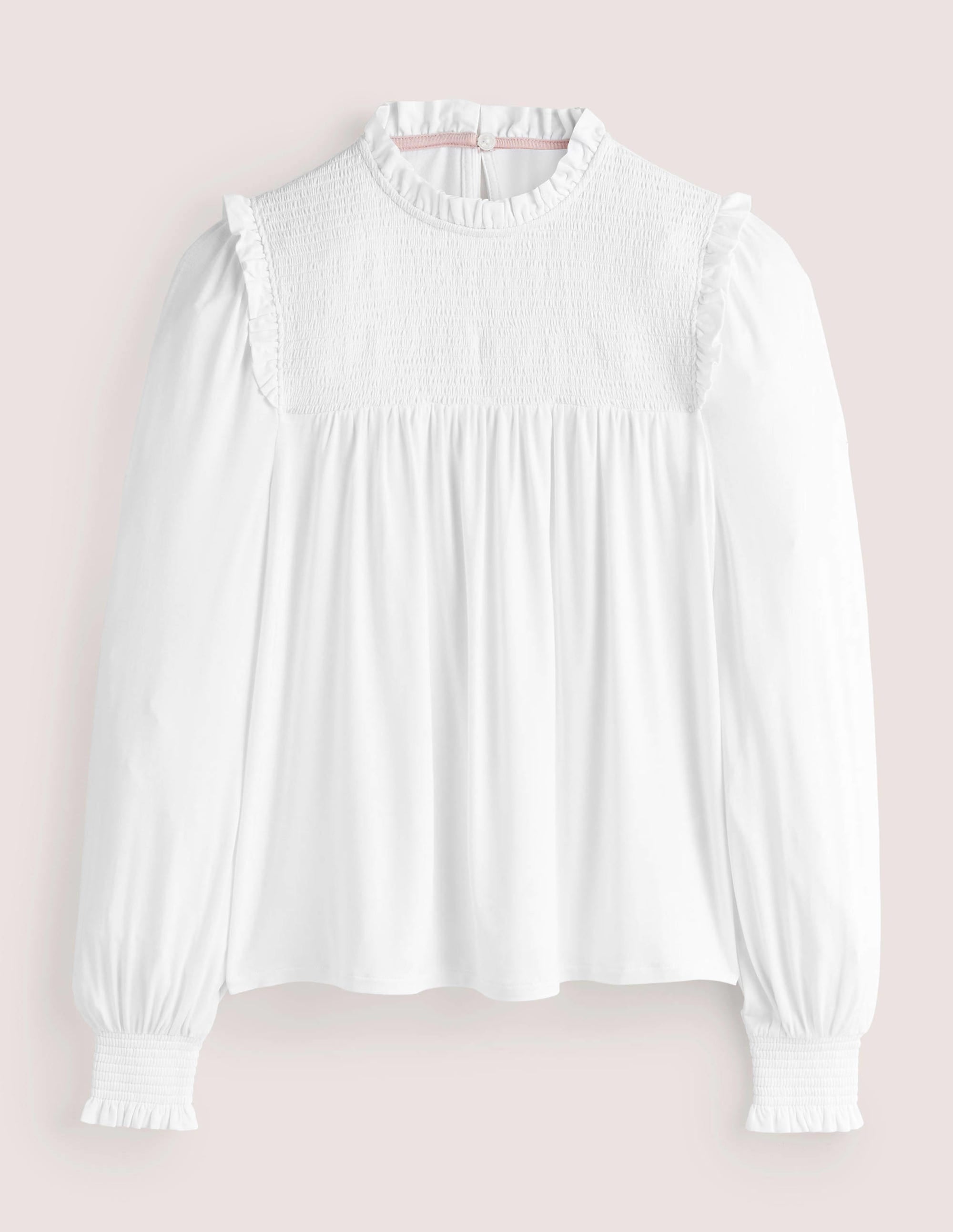 Smocked Yoke Top-White - Image 6
