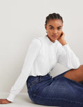 Smocked Yoke Top-White