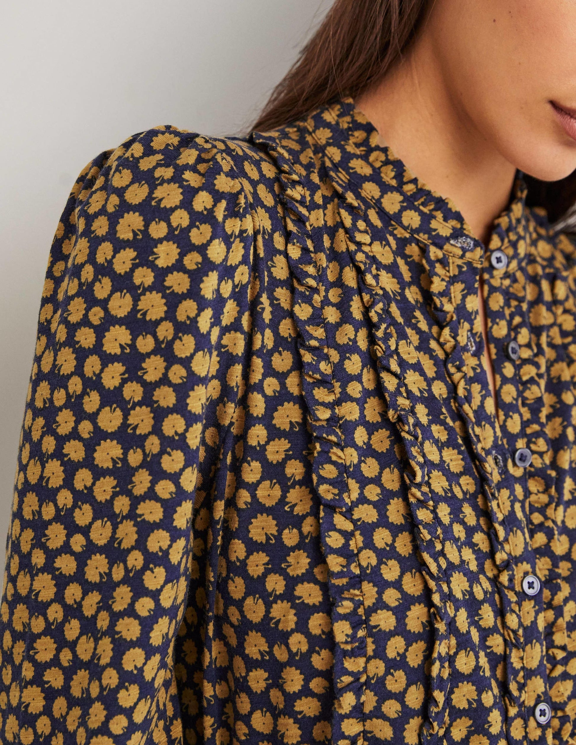 Chemise en jersey à volants-Brioche, motif Botanic Stamp-2