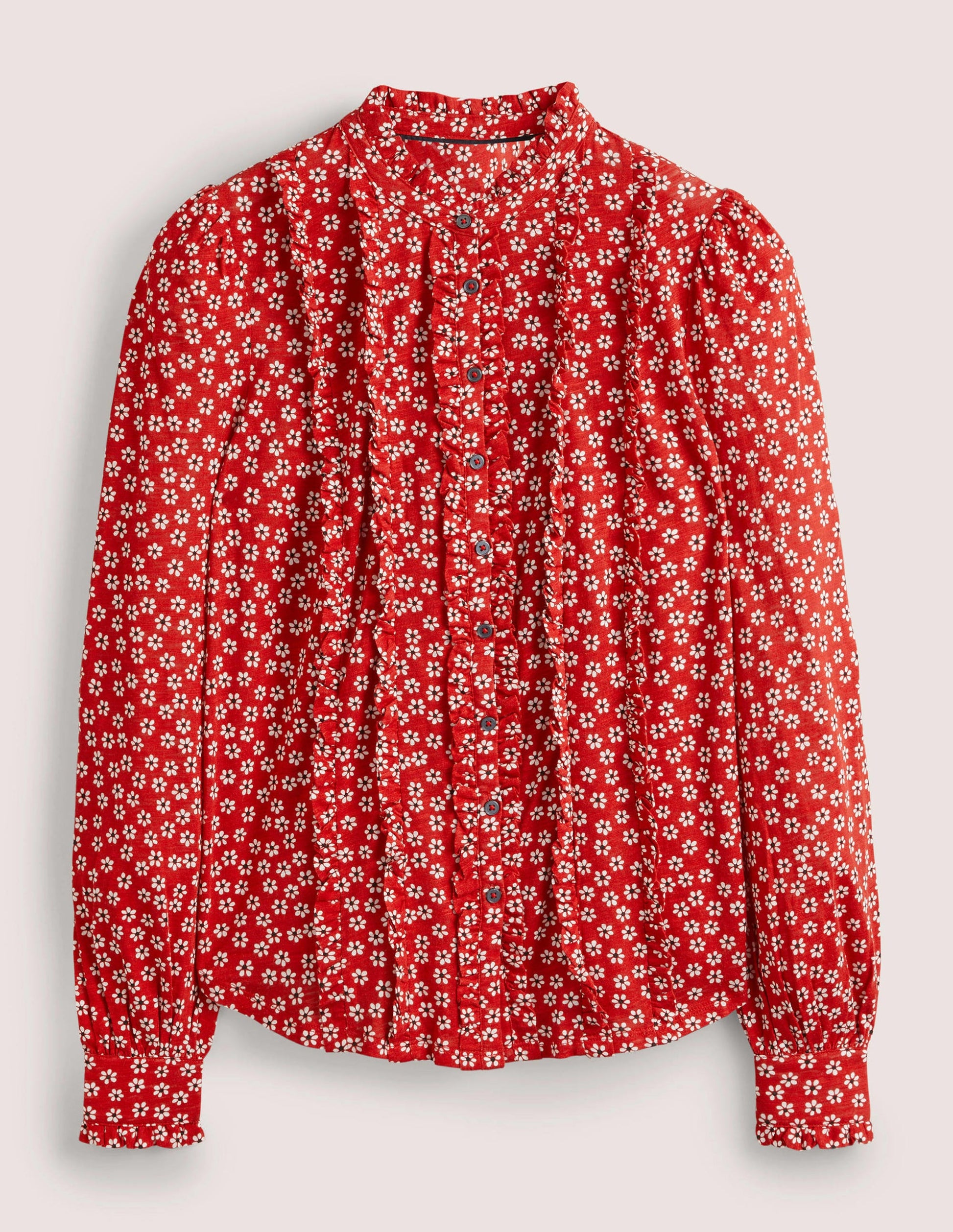 Chemise en jersey à volants-Poinsettia, pâquerettes-5