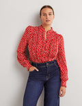 Chemise en jersey à volants-Poinsettia, pâquerettes