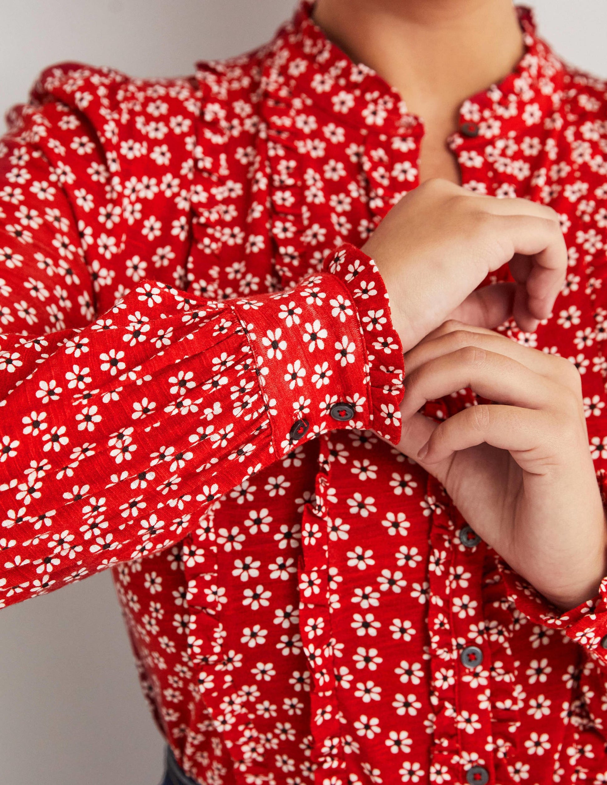 Chemise en jersey à volants-Poinsettia, pâquerettes-2
