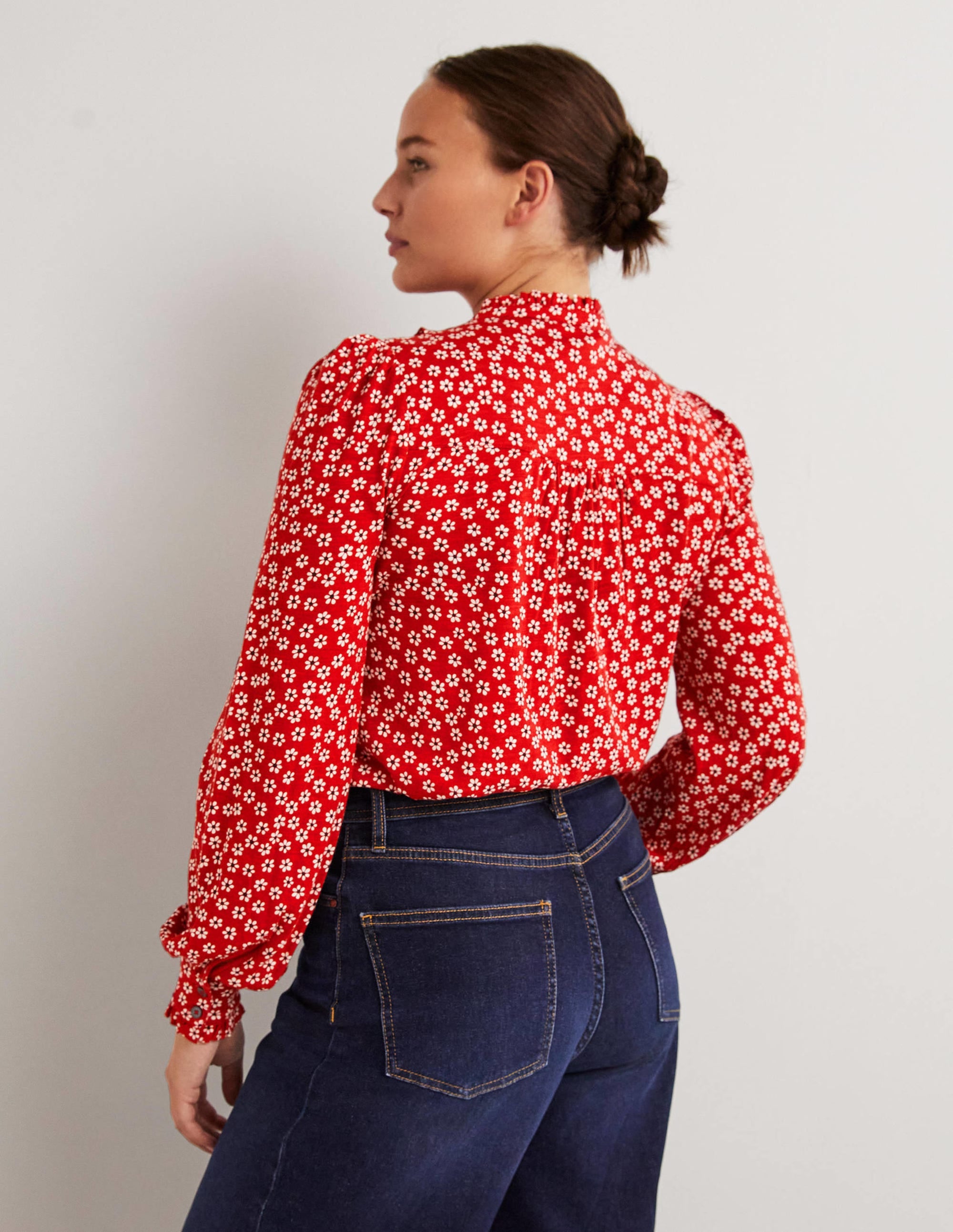 Chemise en jersey à volants-Poinsettia, pâquerettes - Image 3
