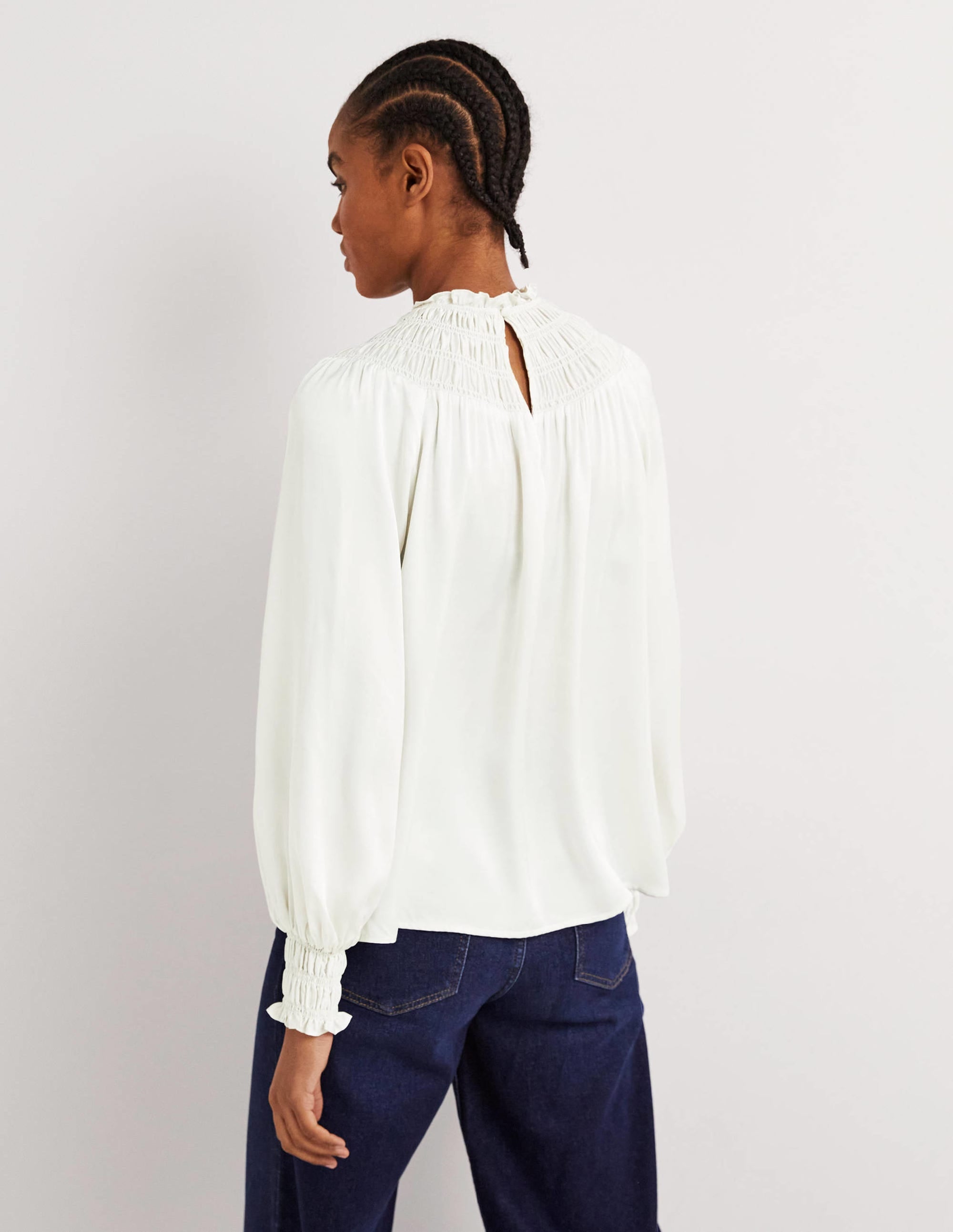 Top avec empiècement à smocks-Ivoire - Image 3