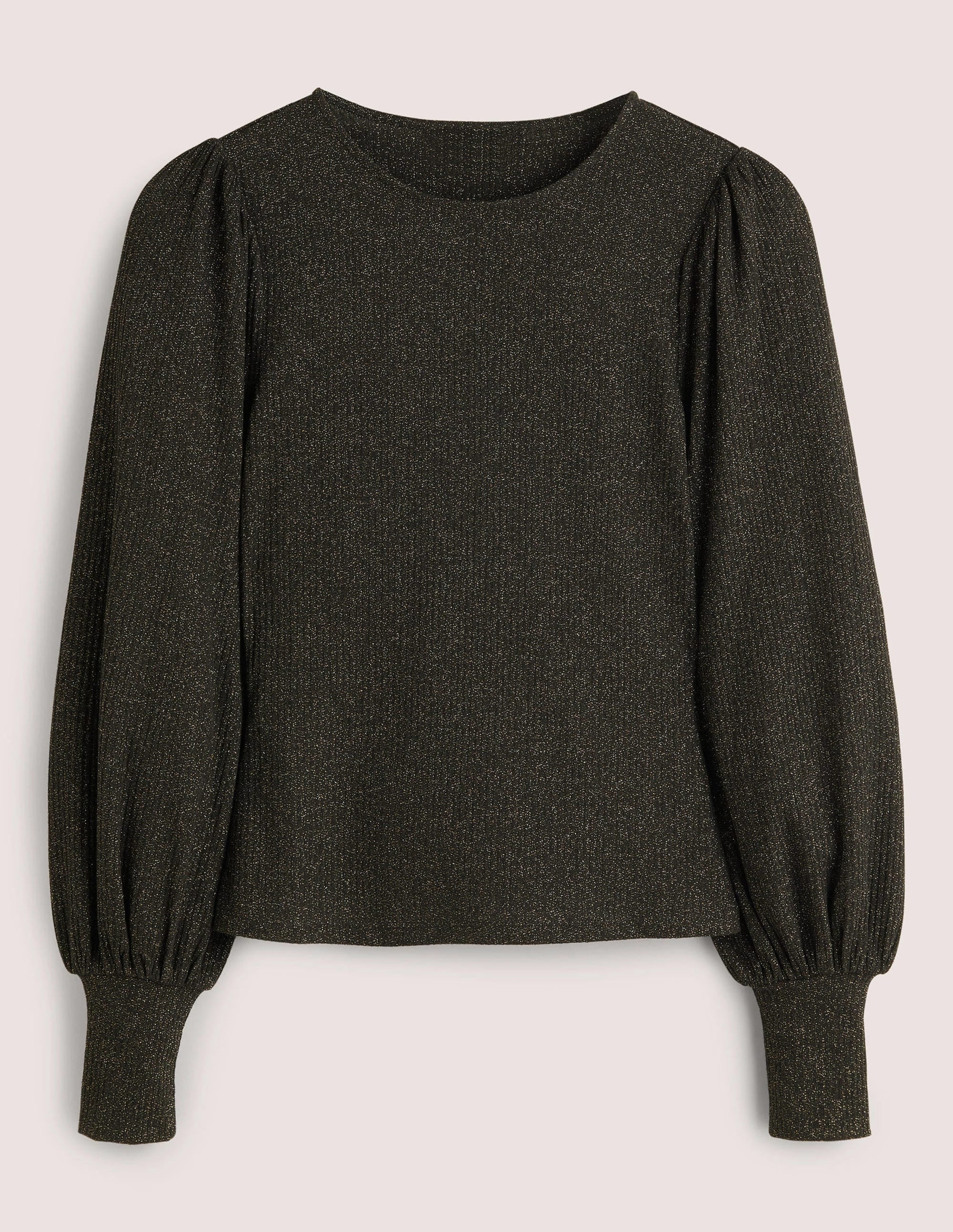 Metallic-Oberteil mit Blousonärmeln-Schwarz, Goldglitzer - Image 6