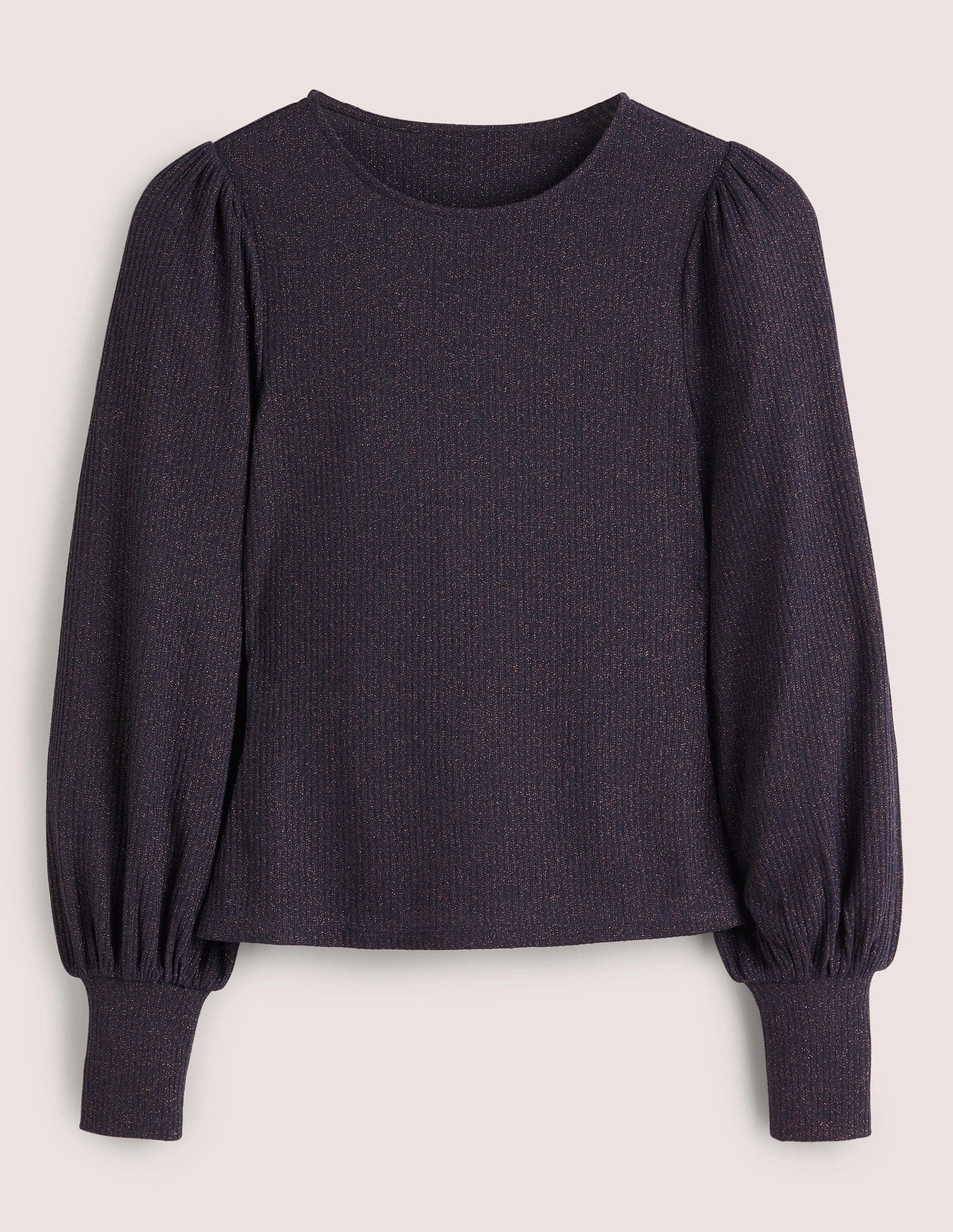 Metallic-Oberteil mit Blousonärmeln-Navy, Kupferglitzer-6