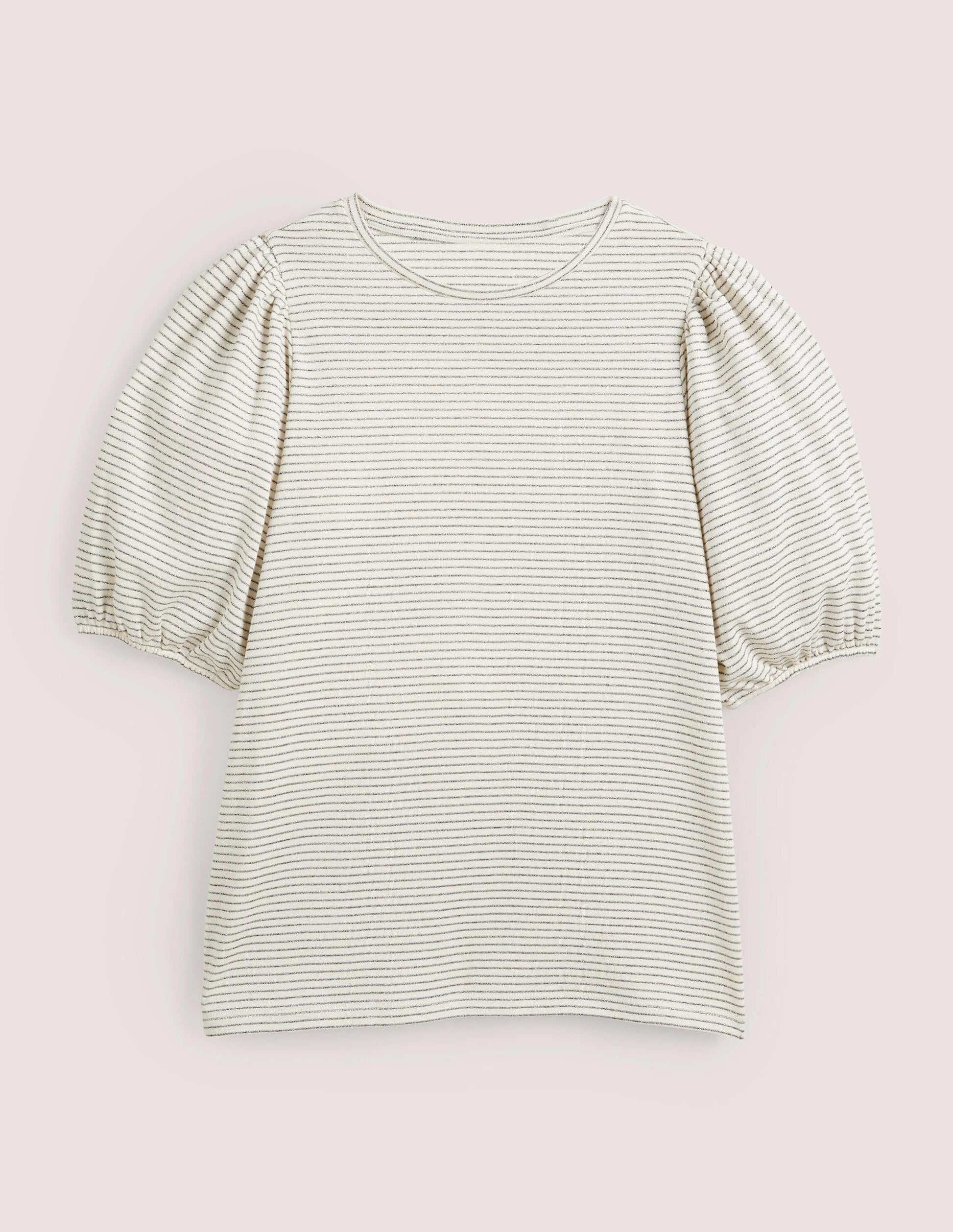 T-shirt à rayures métallisées-Ivoire/gris acier métallisé-5