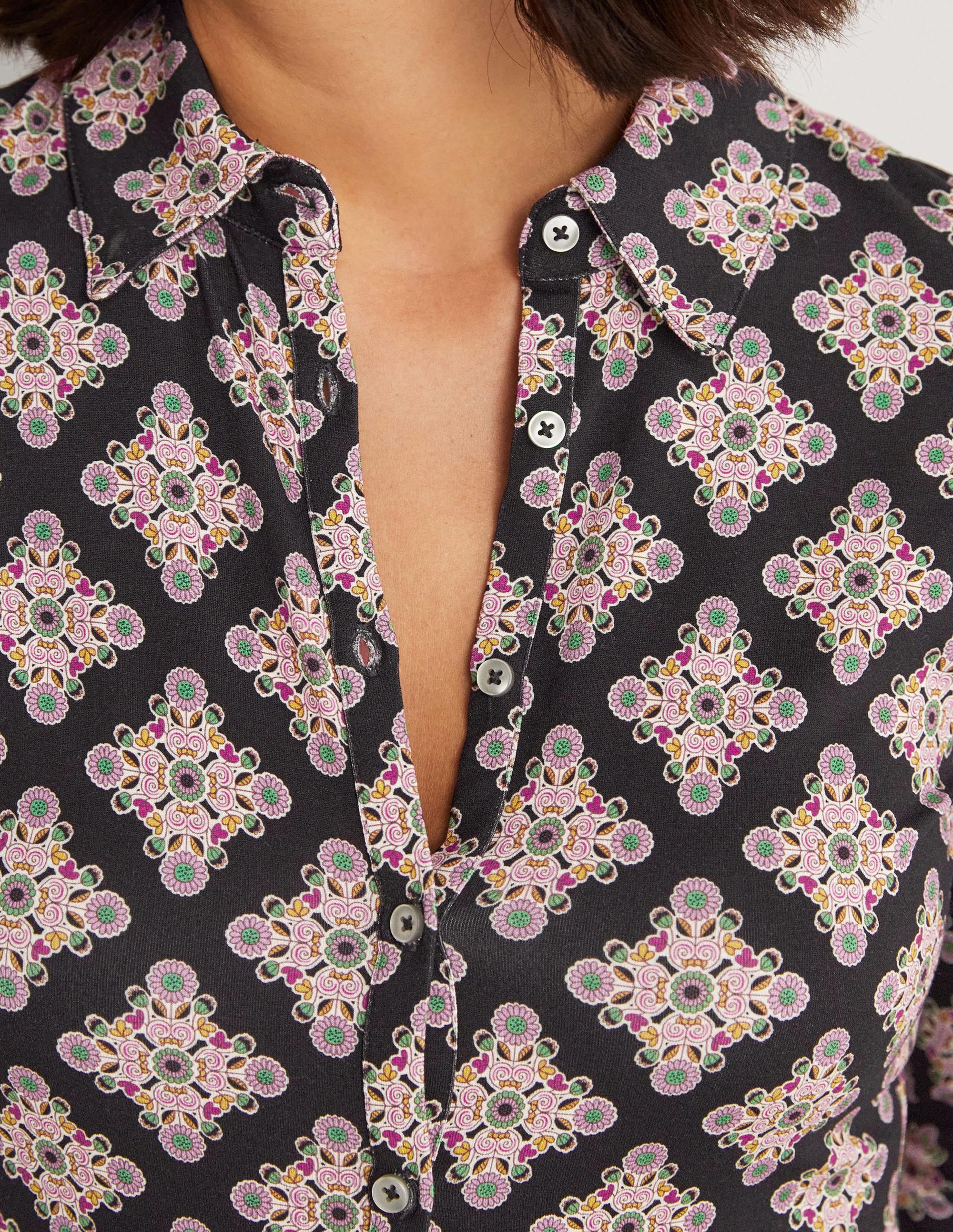 Chemise ajustée en jersey-Multi, motif Daisy Illusion Tile - Image 2
