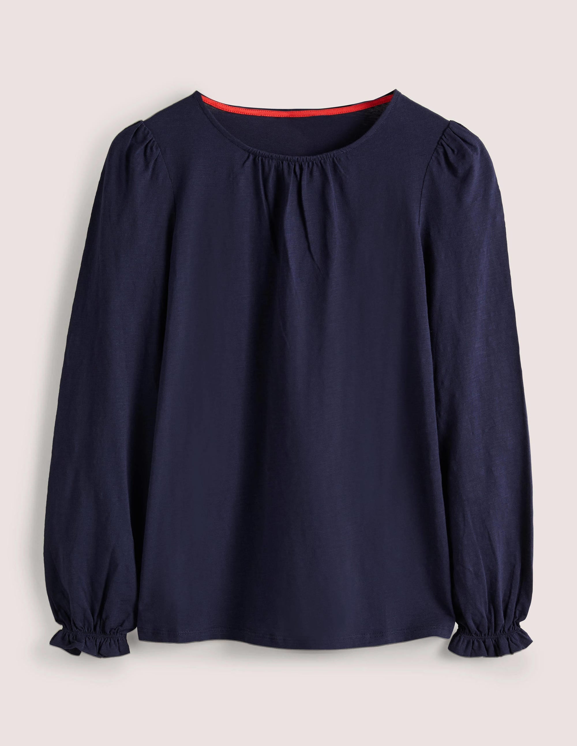Blousonoberteil aus Baumwolle mit Rundhalsausschnitt-Marineblau - Image 5