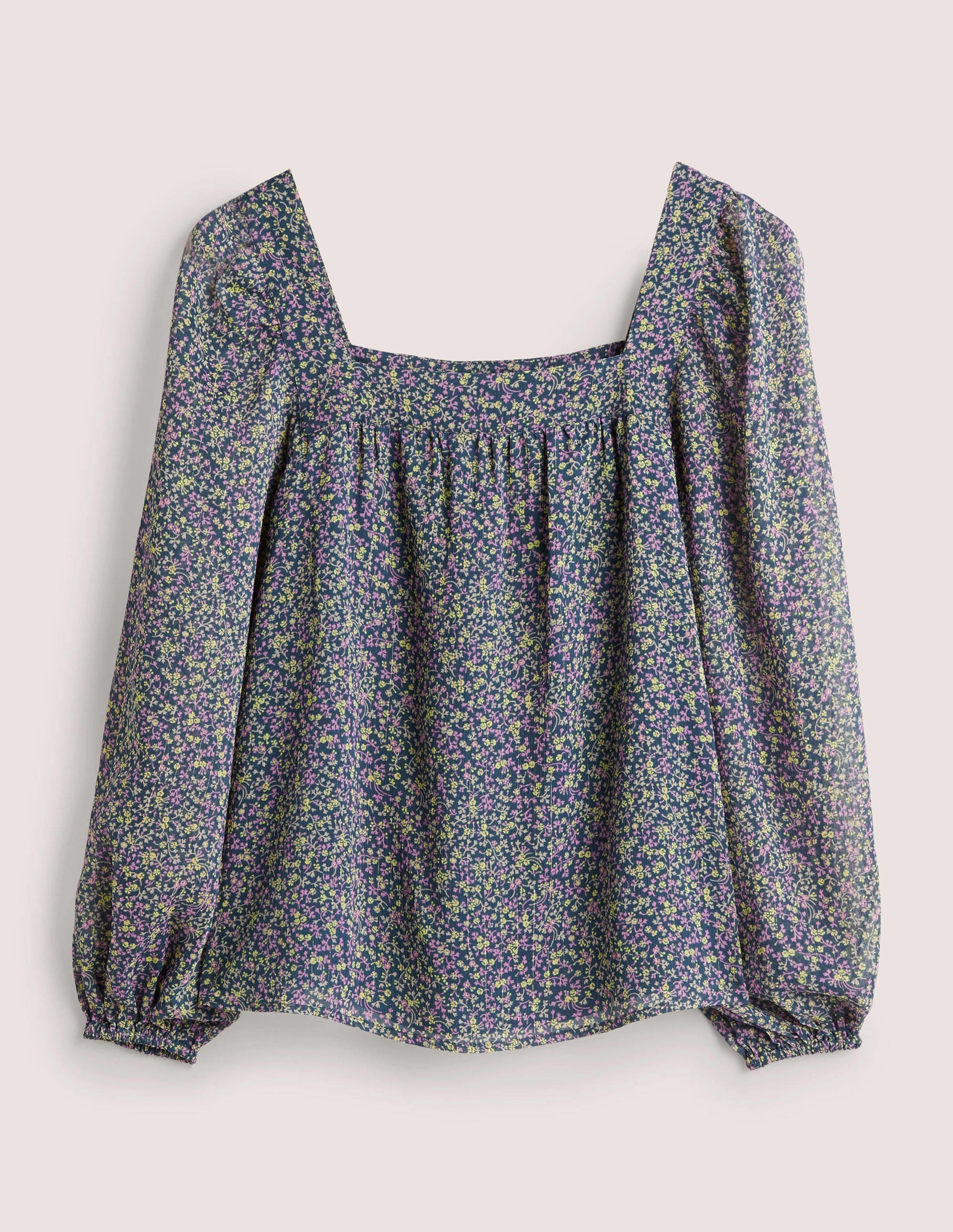 Square Neck Printed Top-Seaweed, Wild Vine-5