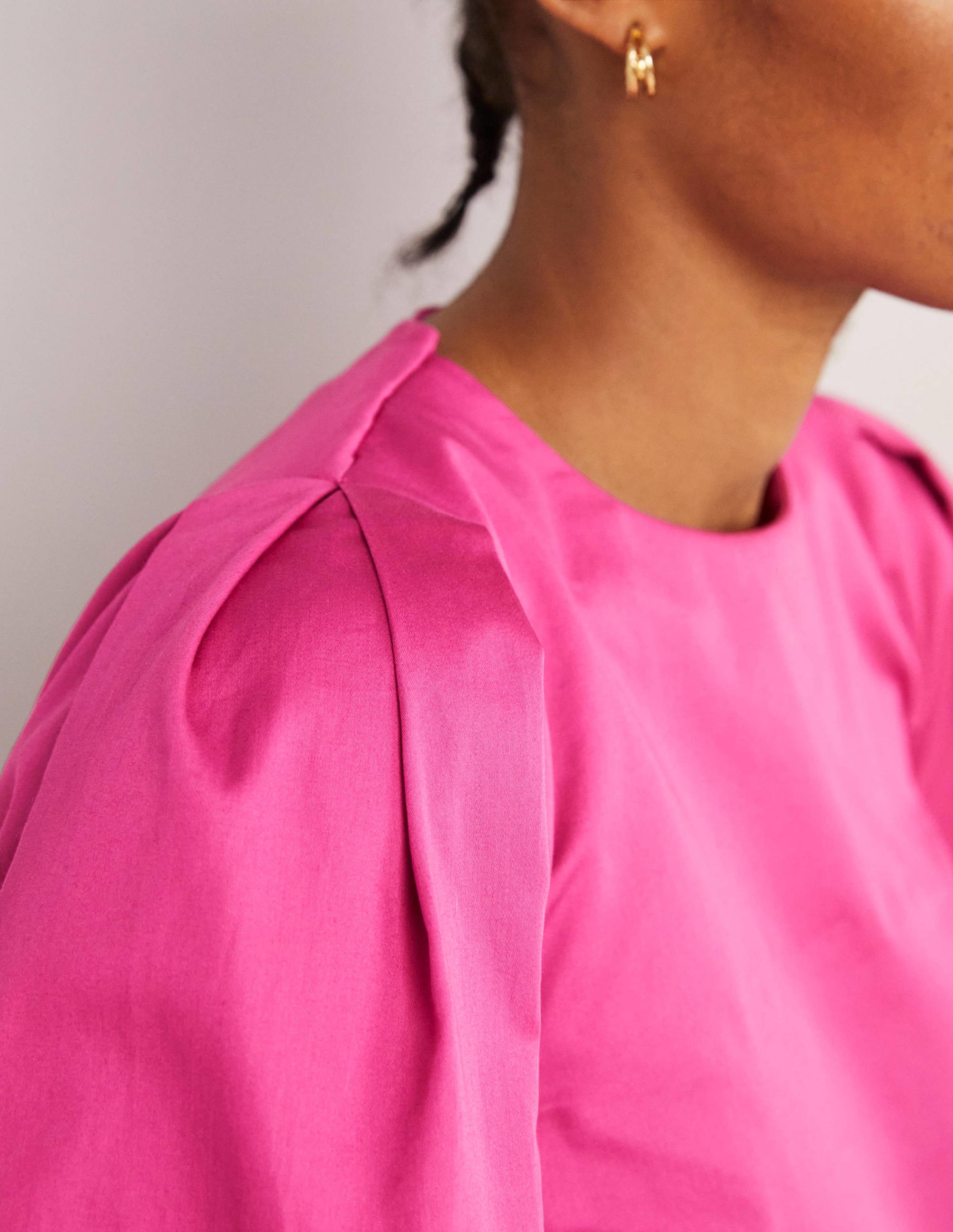 Top en coton à manches bouffantes-Rose pastèque sauvage - Image 2