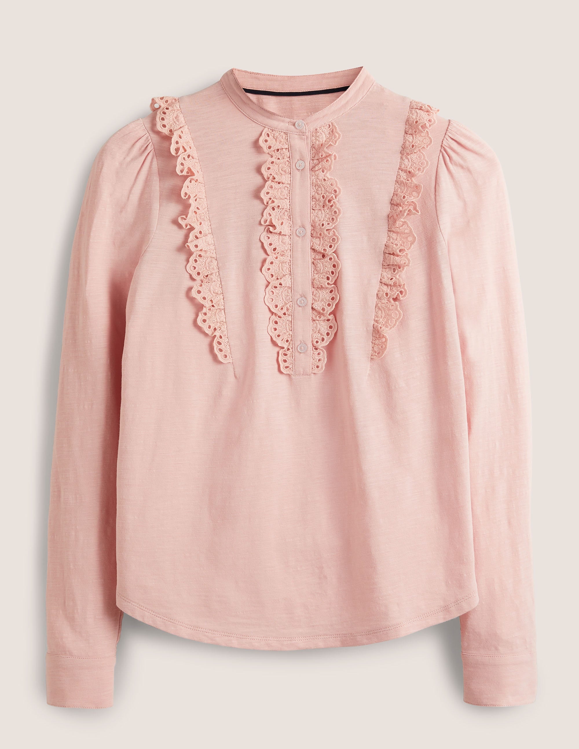 Top volanté en jersey avec broderie anglaise-Rose milkshake - Image 5