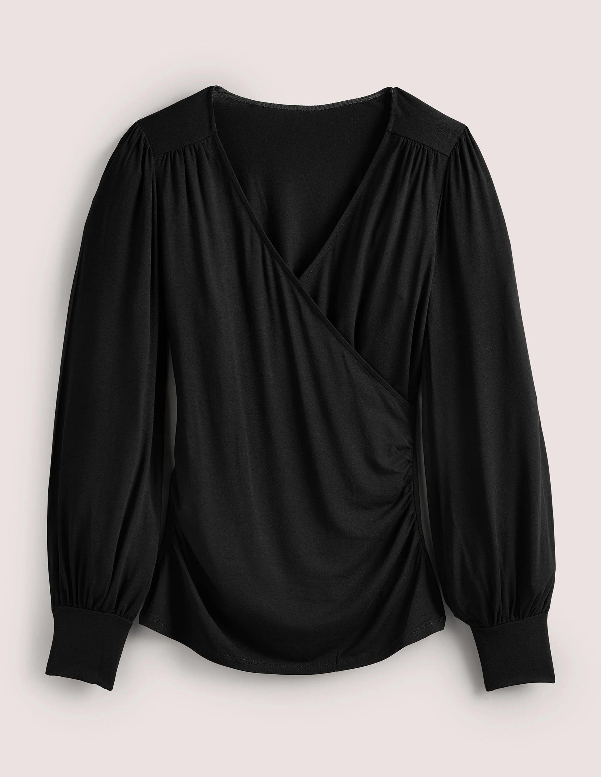 Wickeloberteil mit Blousonärmeln-Schwarz-5