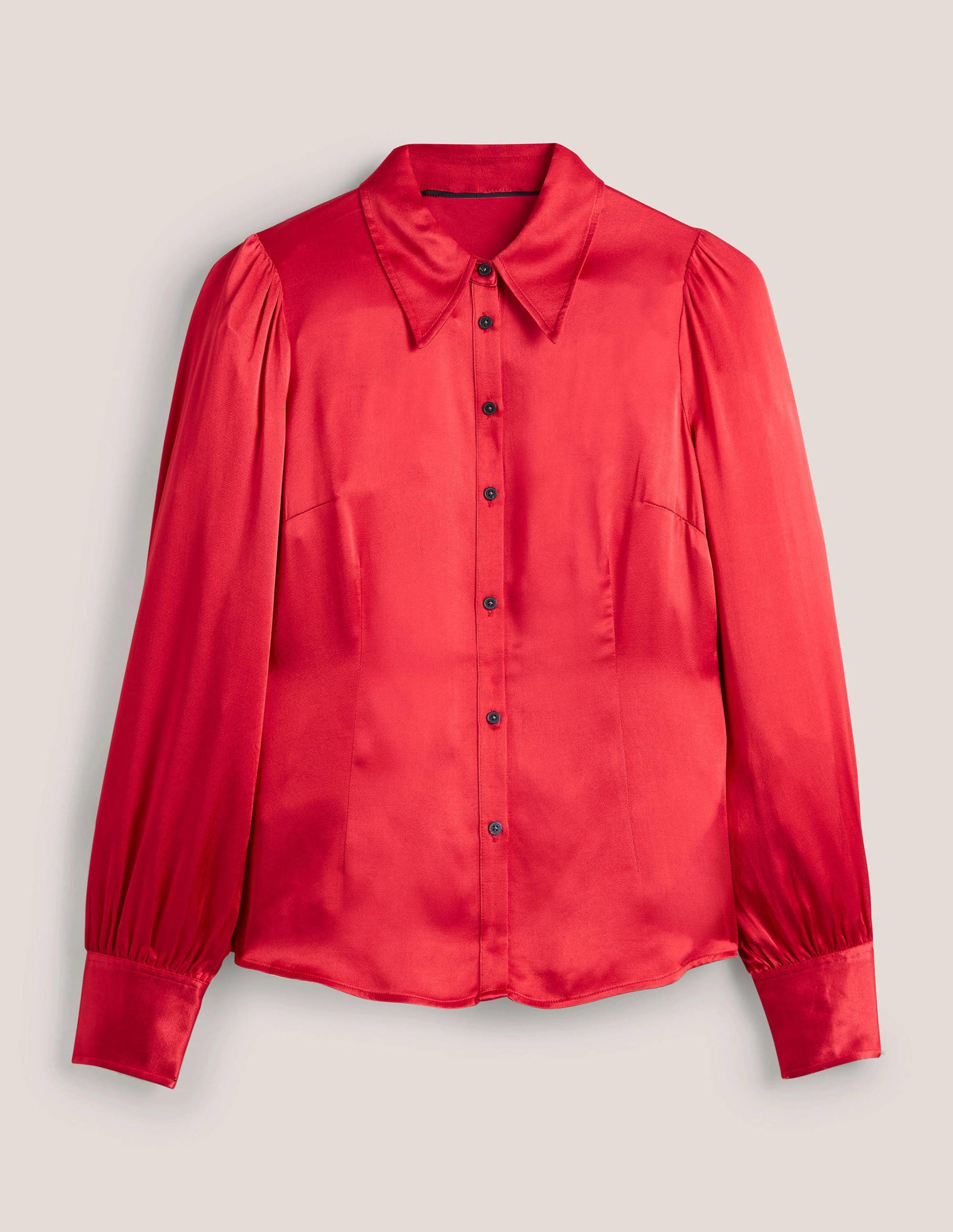 Chemise ajustée en satin à pinces-Rouge tarte aux fraises-7