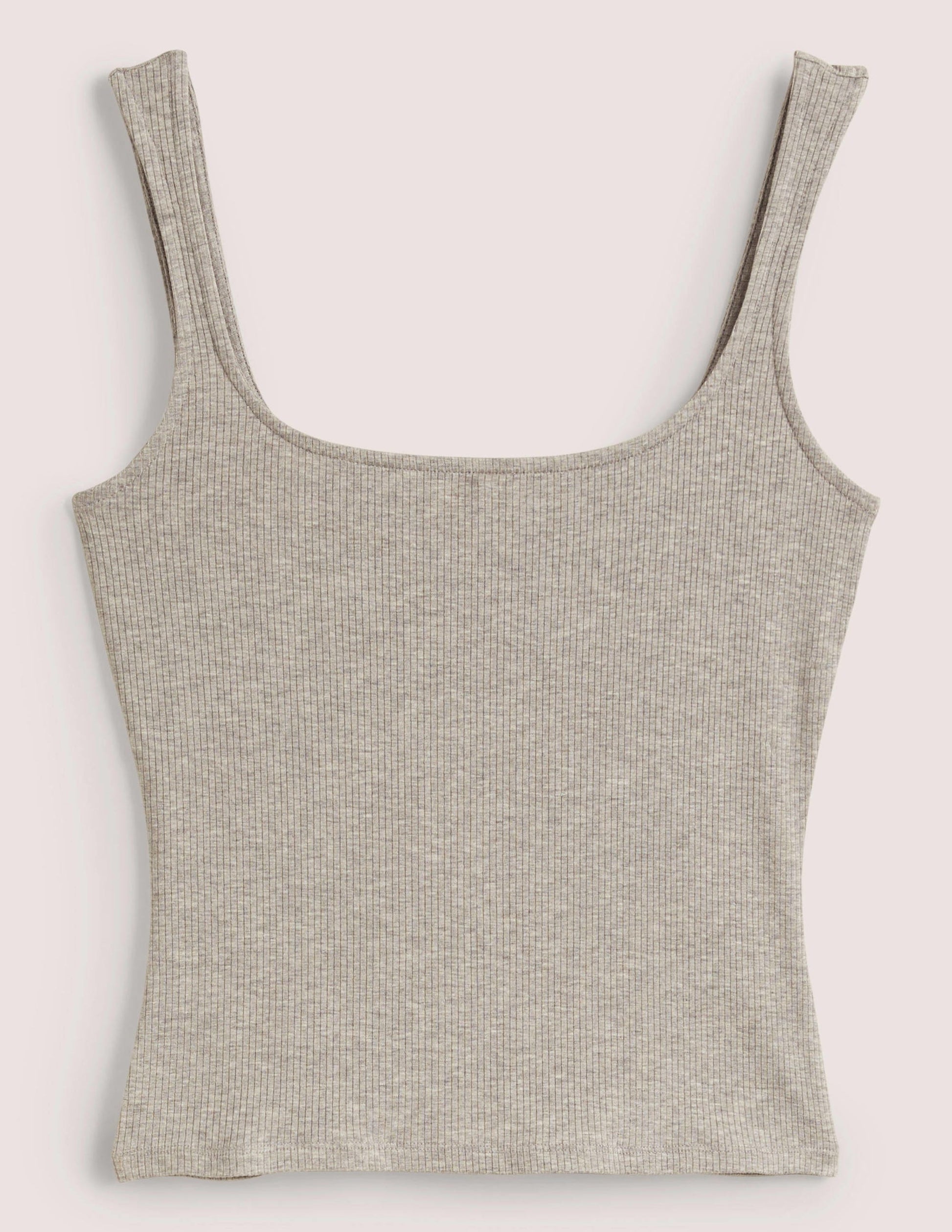 Geripptes Jersey-Top-Grau Meliert-5