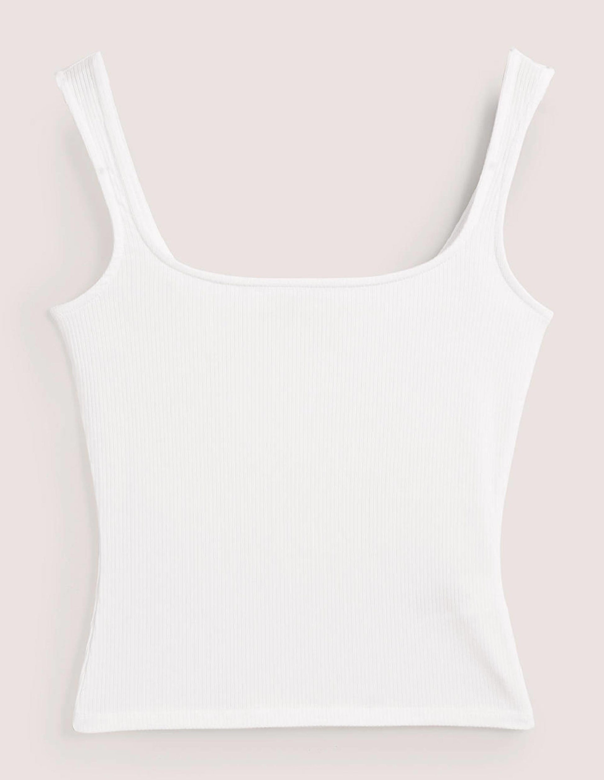 Geripptes Jersey-Top-Weiß-5