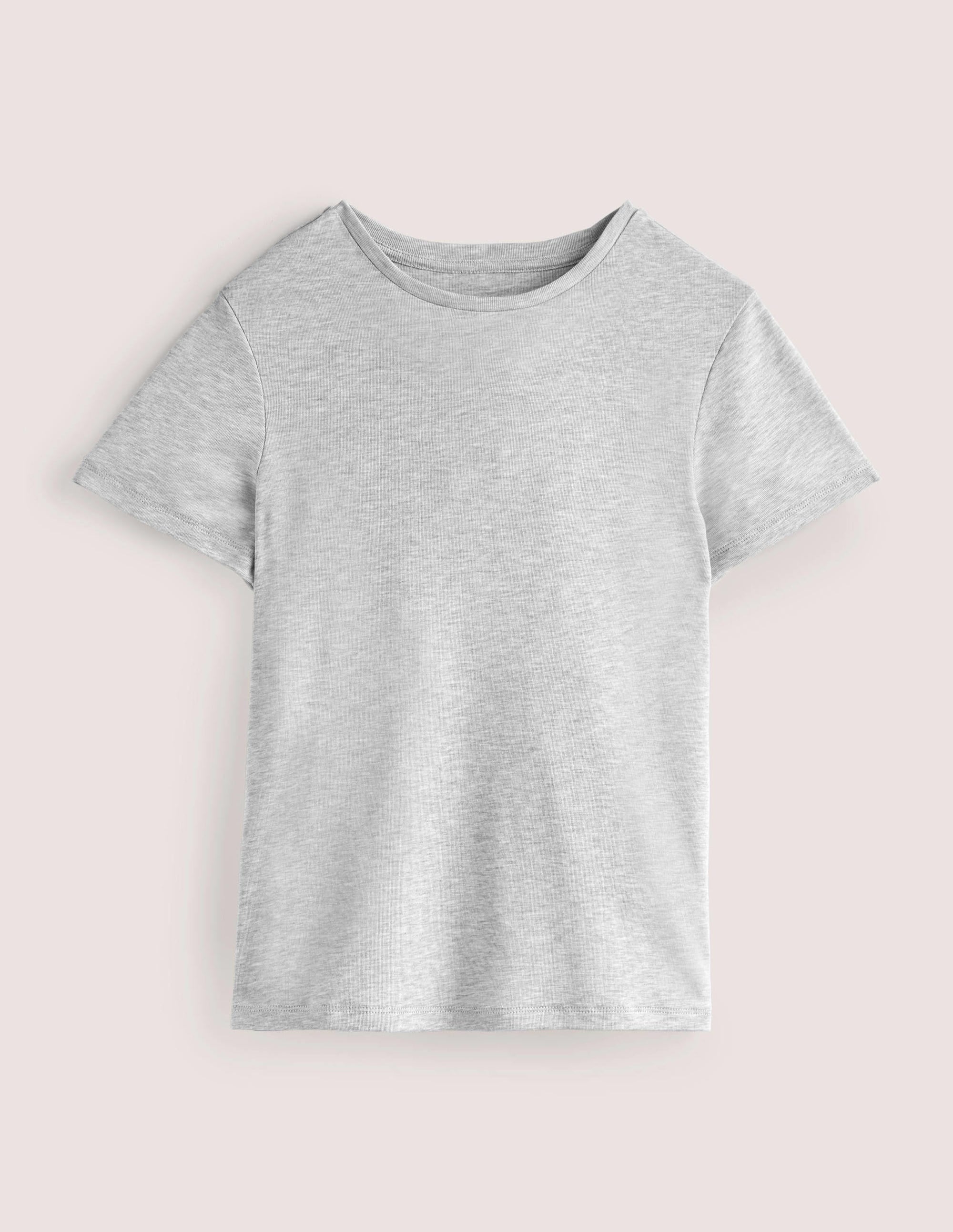 T-shirt col rond en jersey-Gris chiné - Image 5
