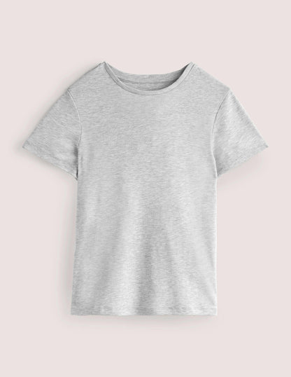 Jersey-T-Shirt mit Rundhalsausschnitt-Grau Meliert