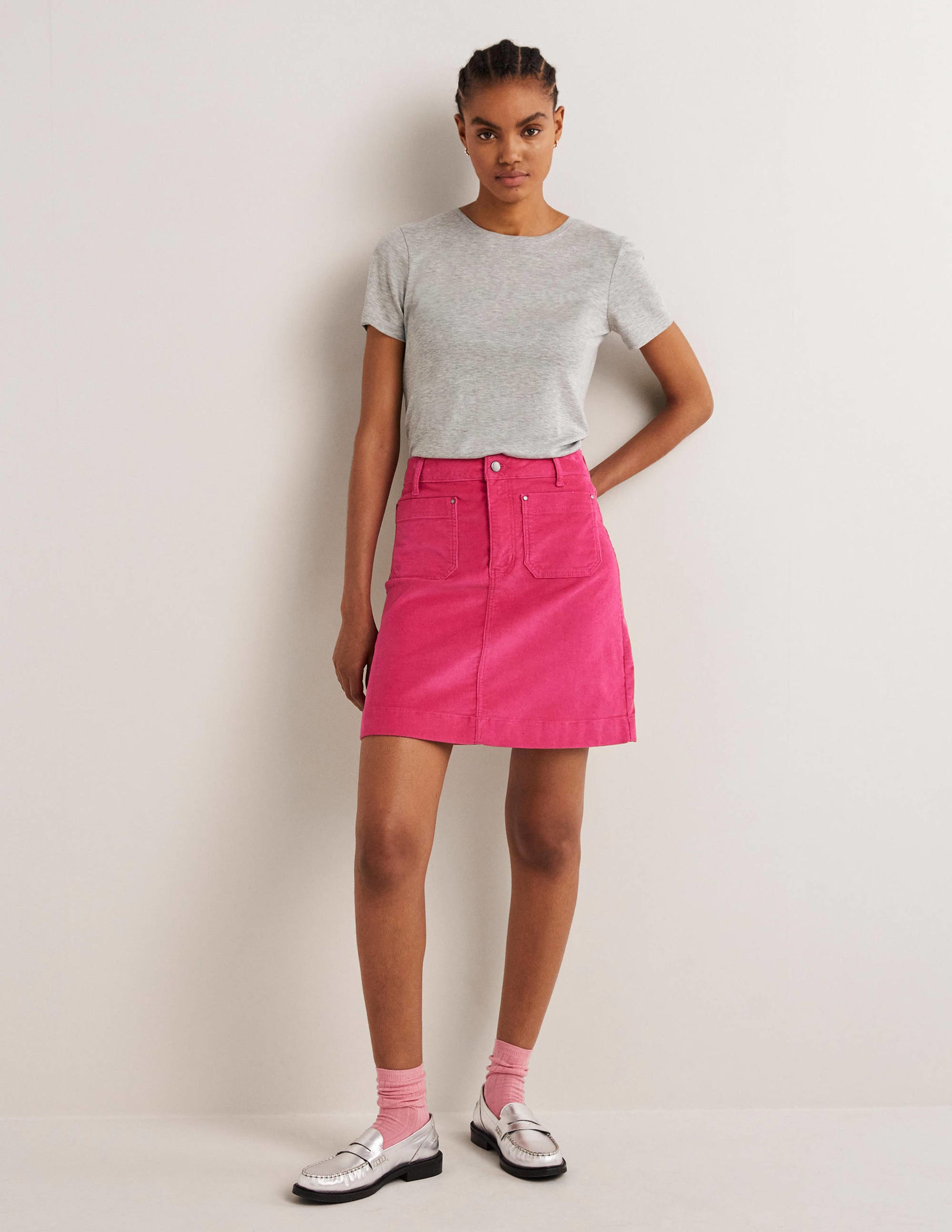 T-shirt col rond en jersey-Gris chiné - Image 4