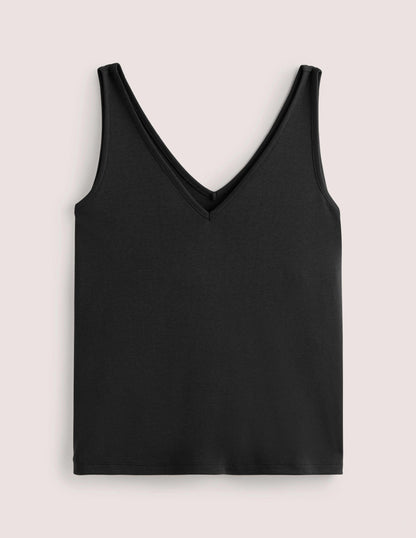 Jersey-Top mit V-Ausschnitt-Schwarz-5