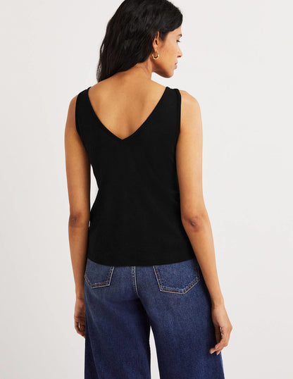 Jersey-Top mit V-Ausschnitt-Schwarz-3