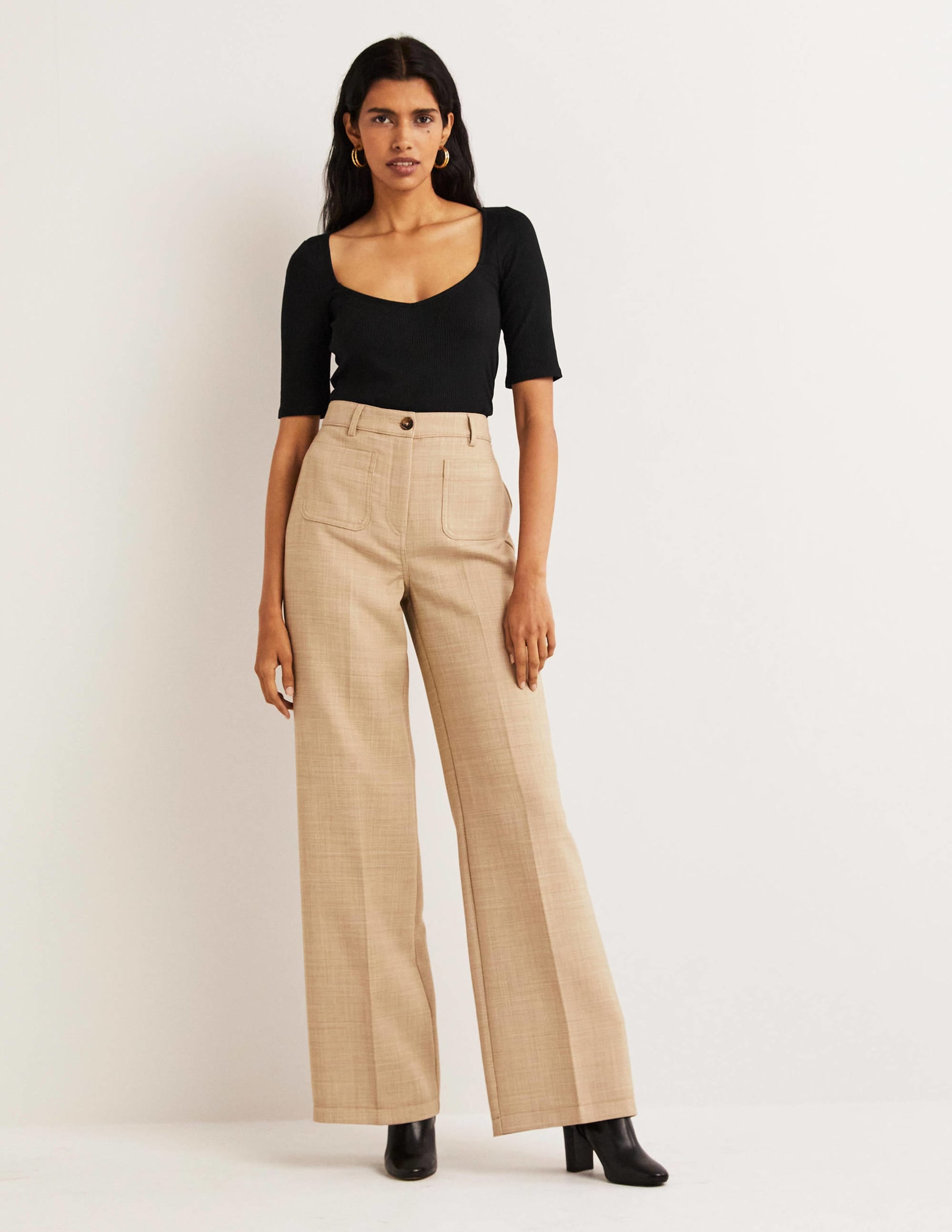 Top à manches courtes et encolure en cœur-Noir - Image 4