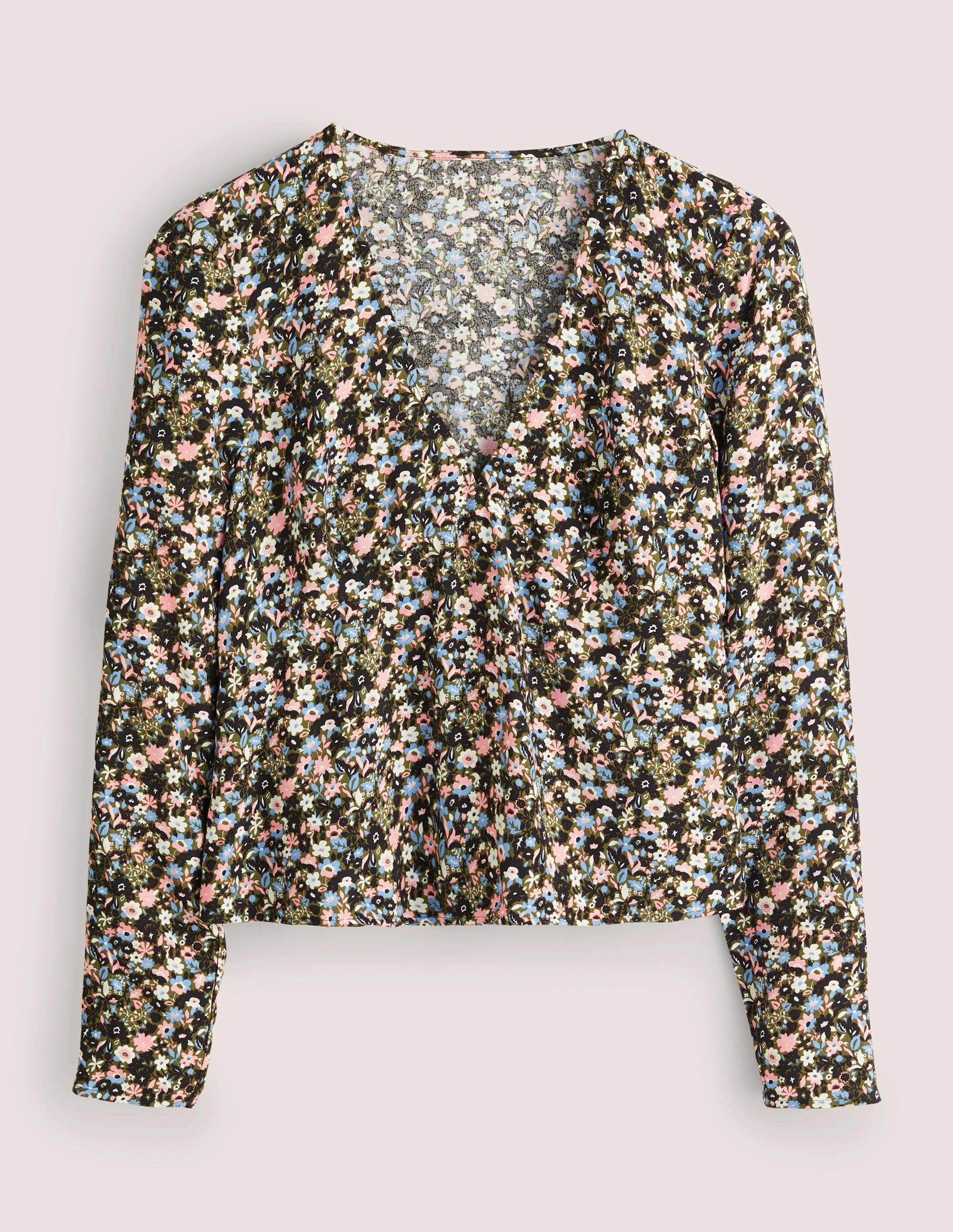Printed V-Neck Top-Basil, Floret Meadow - Image 5