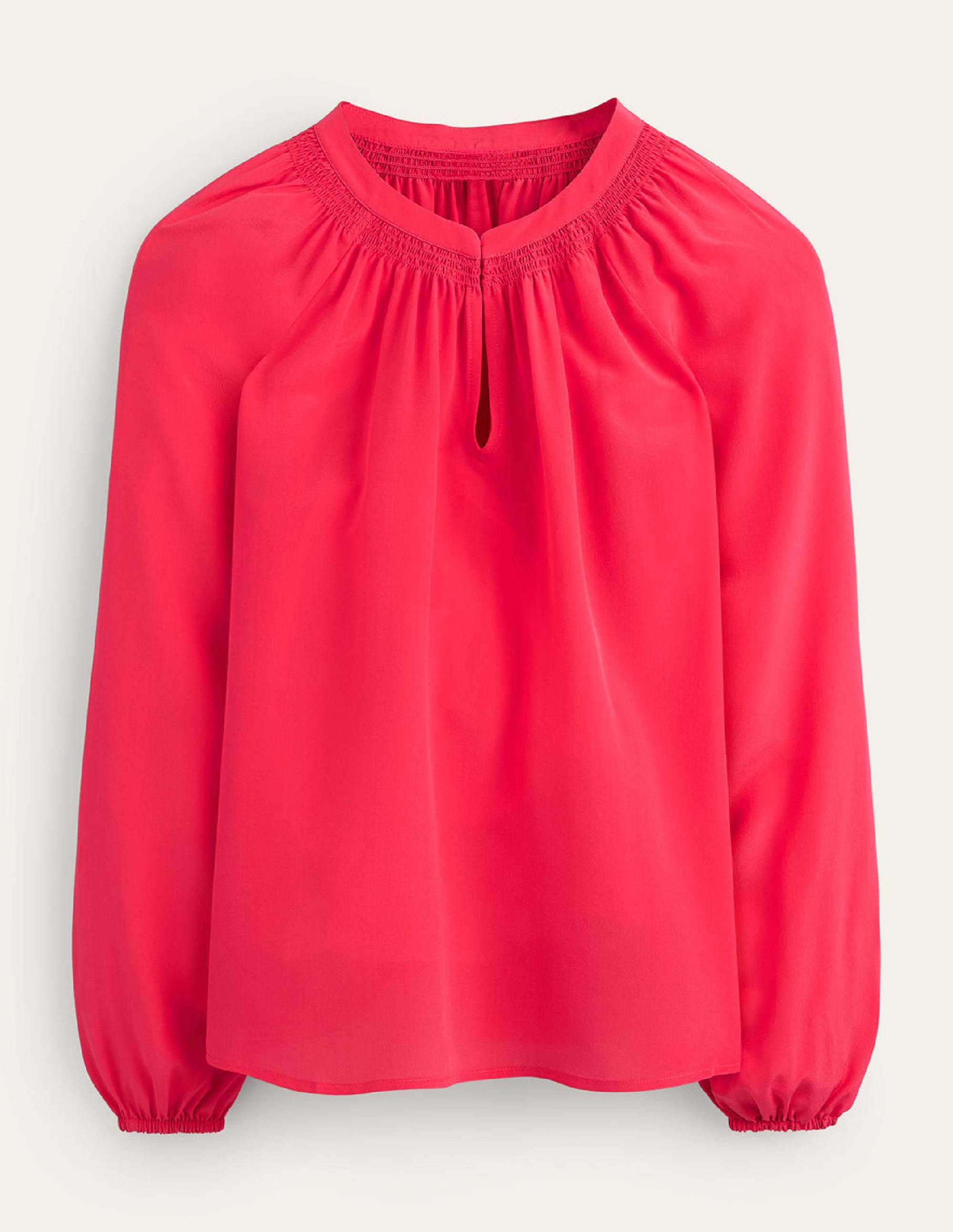 Seidenbluse mit gerafftem Kragen-Pop Pfingstrose - Image 5